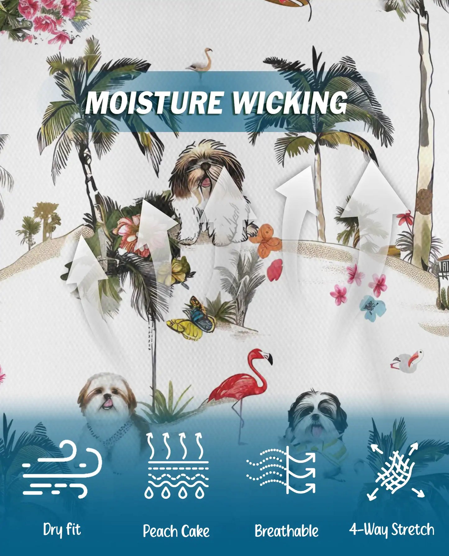 Shih Tzu Tropical Island Polo Shirt for Men- Hawaiian Beach Dog | Netecom