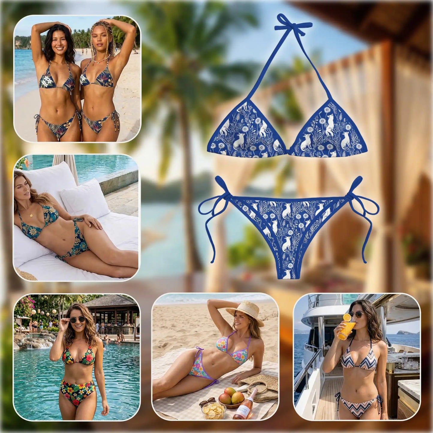 Little Fox Bikini Set for Women, Two Piece Swimsuit, Woodland Nature Beachwear | Netecom