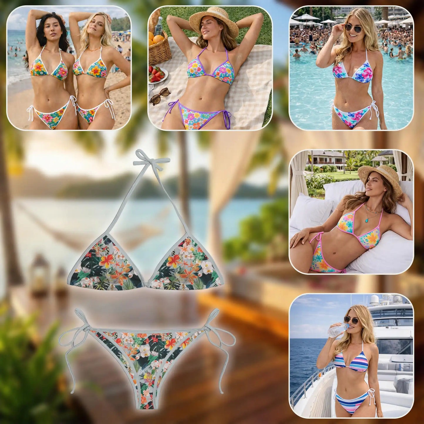 Vibrant Flower Bikini Set – Tropical Floral Two Piece Swimsuit | Netecom