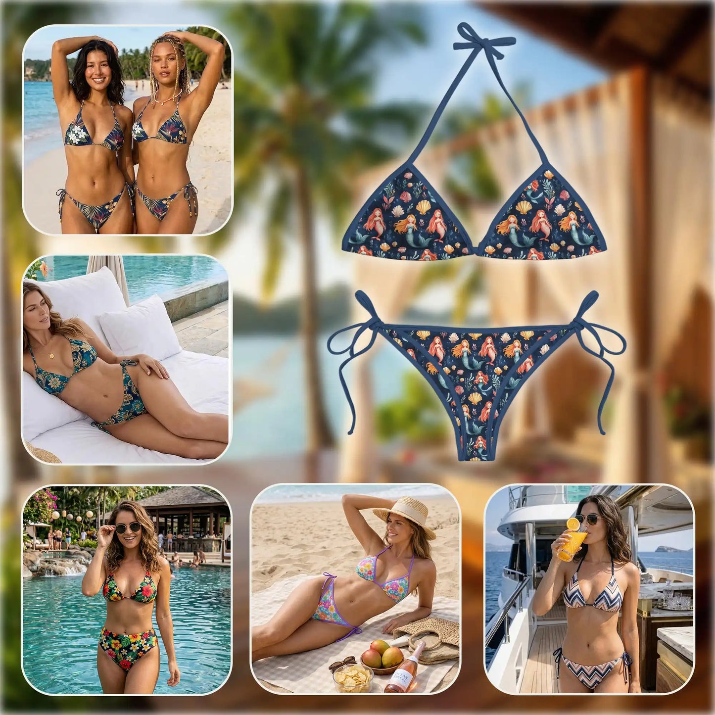 Cute Mermaid Bikini Set for Women, Two Piece Swimsuit, Ocean Fantasy Beachwear | Netecom