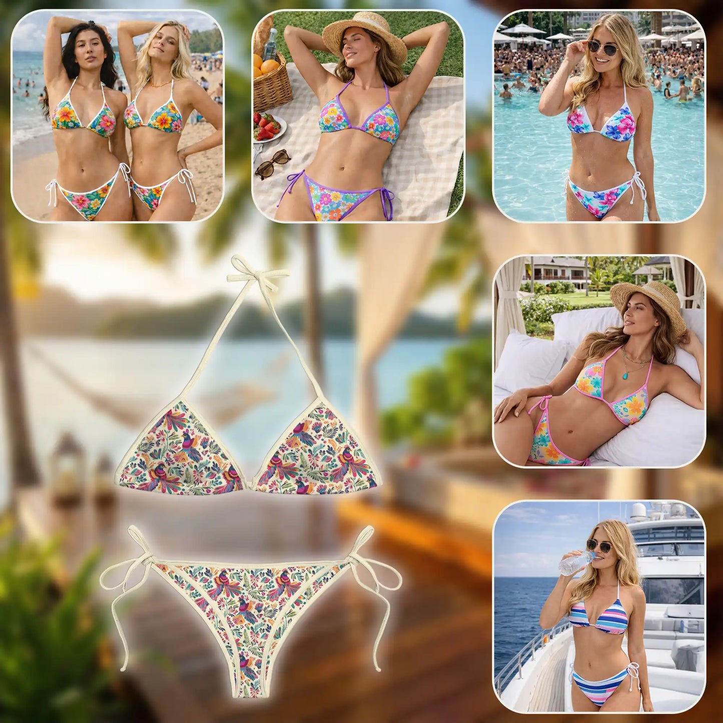 Tropical Bird Bikini Set – Botanical Nature Two Piece Swimsuit | Netecom