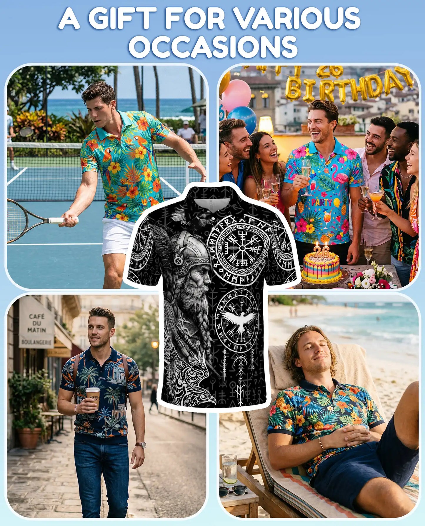 Viking Warrior Polo Shirt for Men – Norse Mythology Style | Netecom