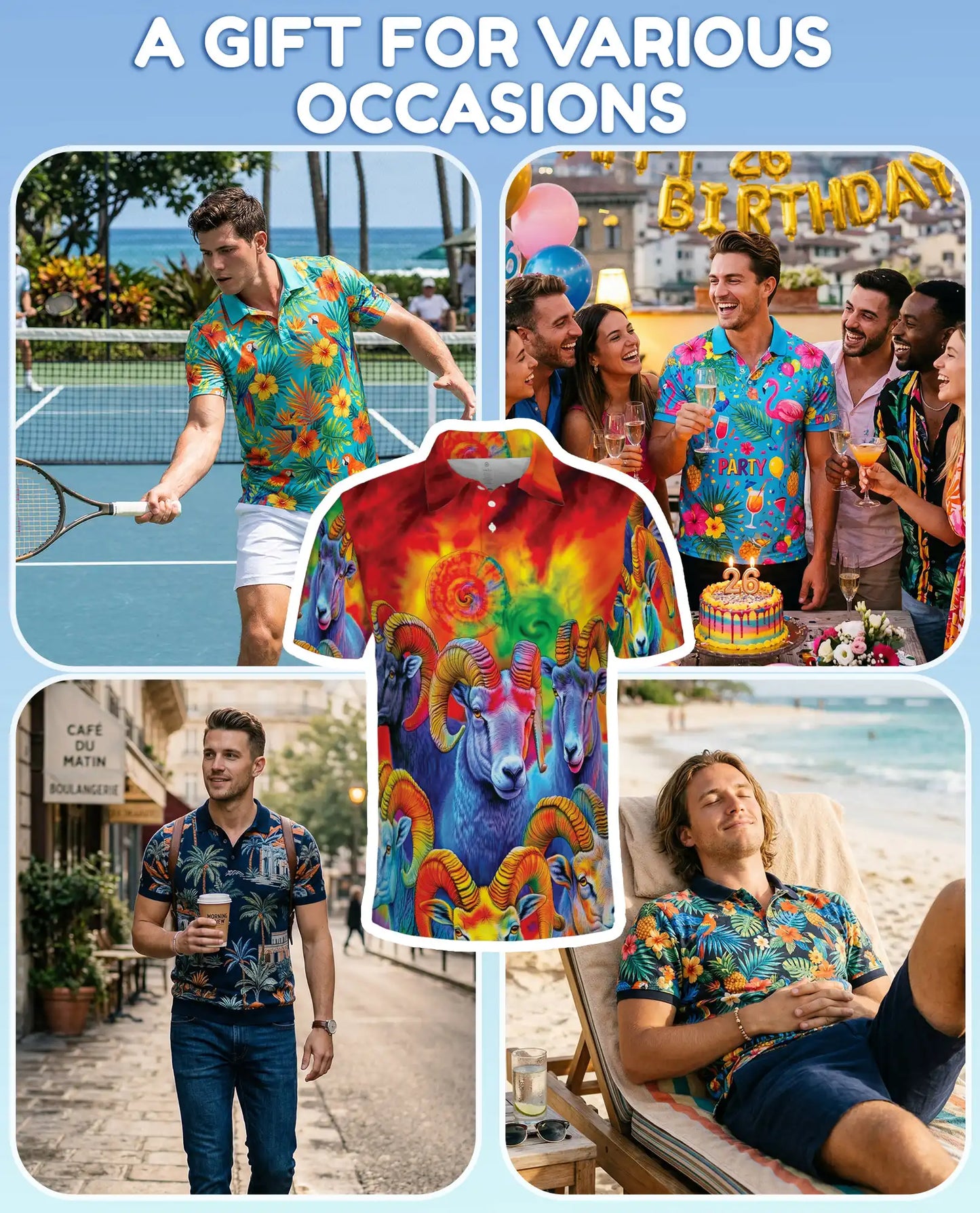 Psychedelic Ram Polo Shirt – Colorful Bighorn Sheep Print | Netecom