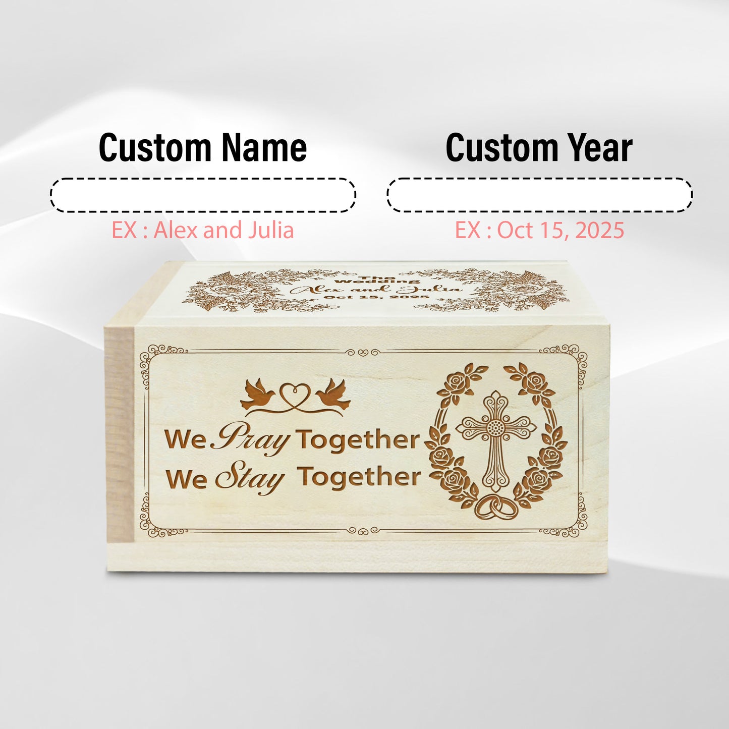 Netecom Personalized Couple Prayer Box With Custom Name & Date Wedding Prayer Box, 100 Prayer Request Cards, Christian Faith Keepsake, Spiritual Encouragement Gift