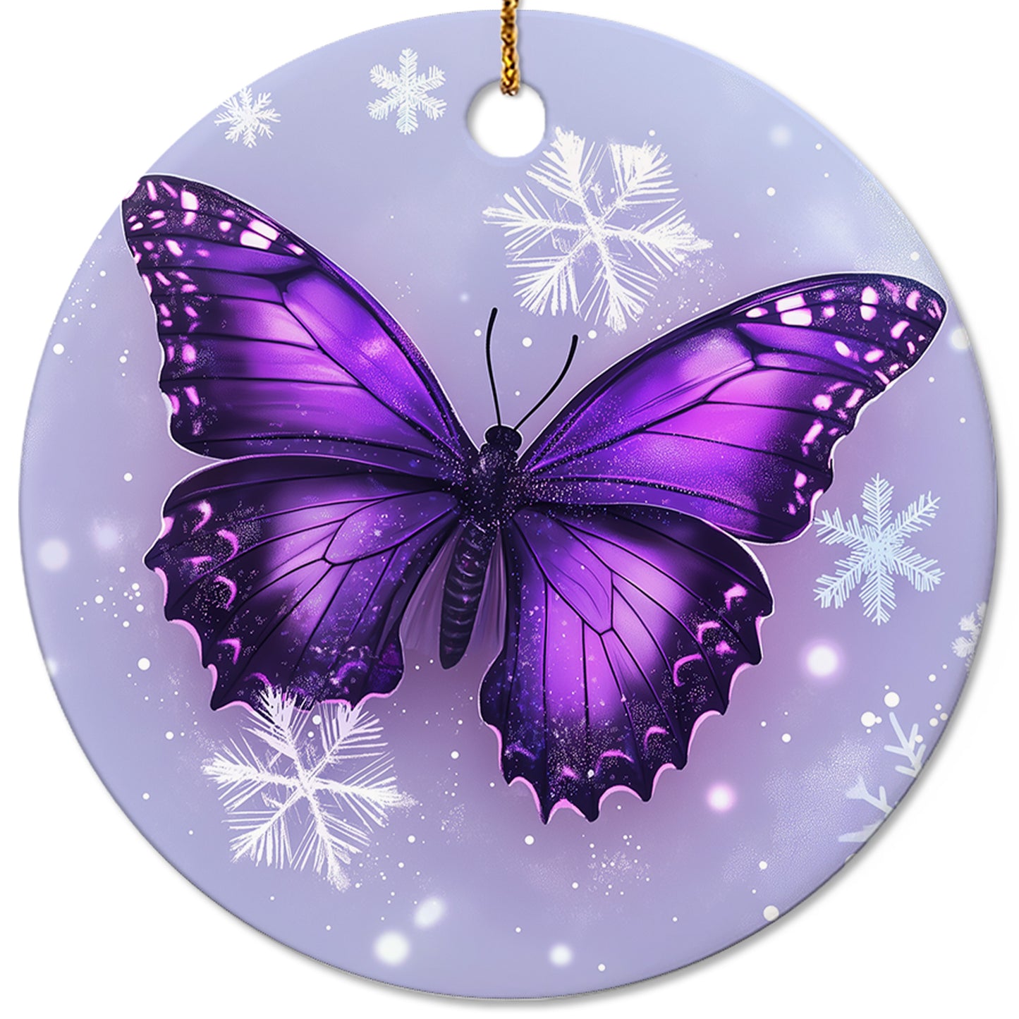 Netecom Purple Butterfly Christmas Ornaments, Ceramic Snowflake Keepsake Ornament for Christmas Tree Decorations, Gifts for Holiday, Party, Home Decor, Butterfly Lover Gift