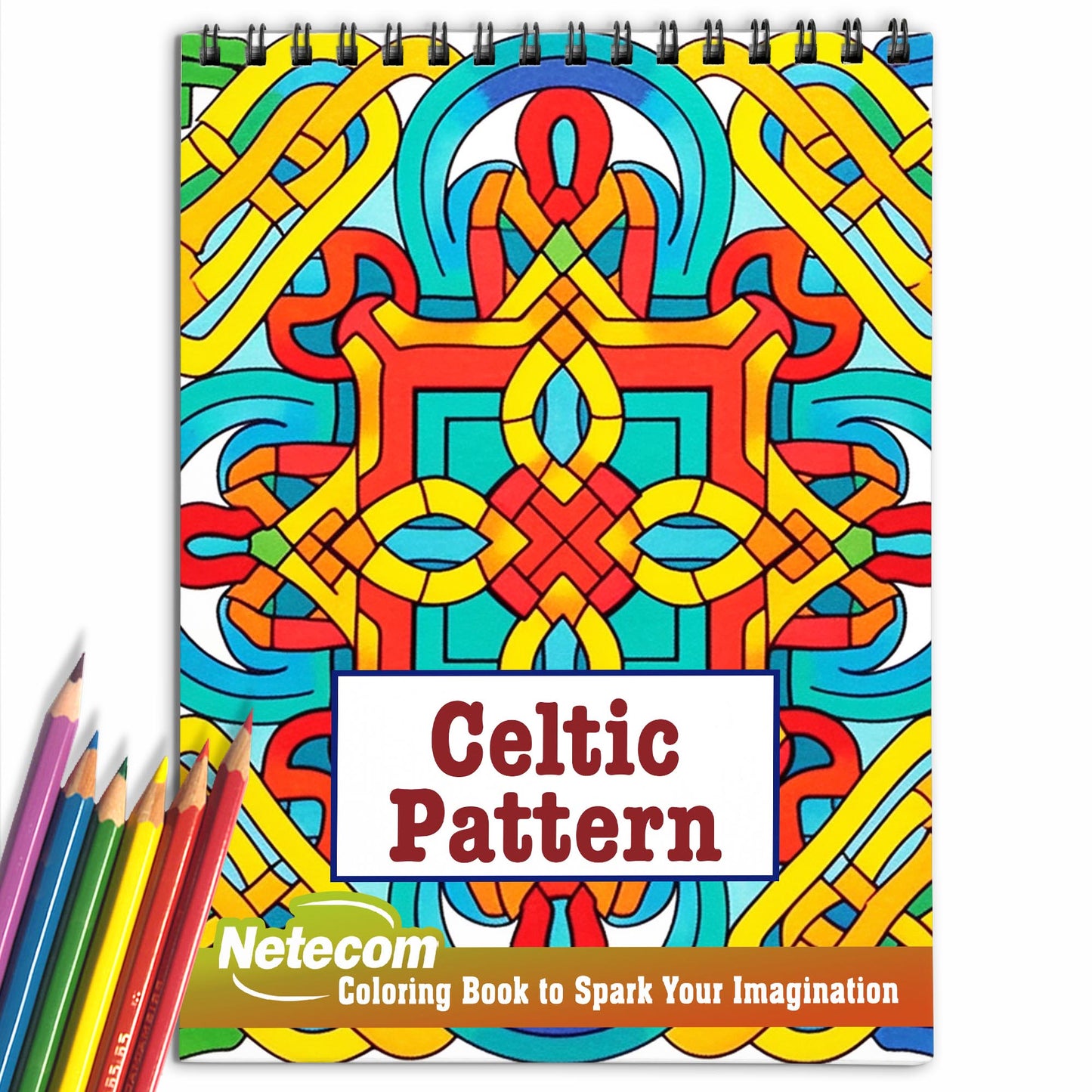Celtic Pattern Spiral Bound Coloring Book, Dive into 30 Imaginative Coloring Pages, Capturing the Elaborate Borders and Frames of Celtic Patterns