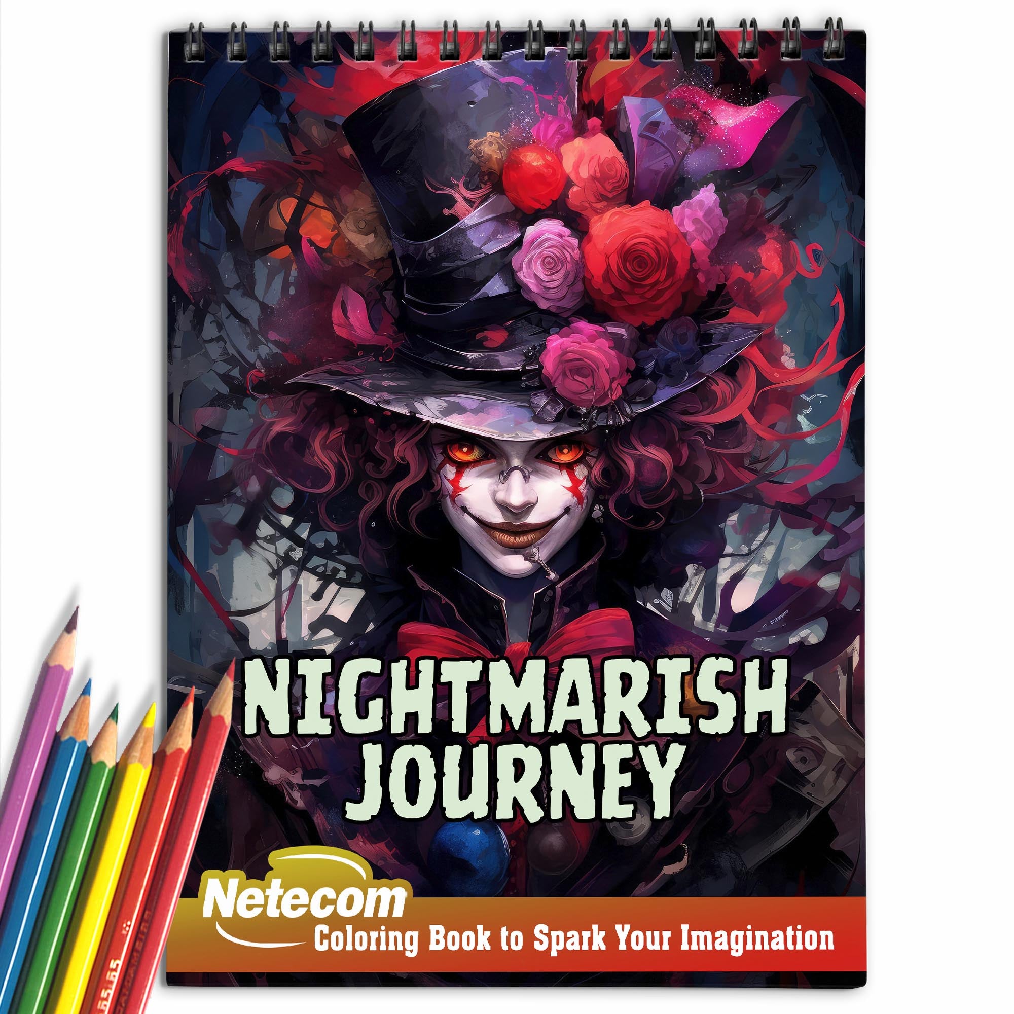 Nightmarish Journey Spiral Bound Coloring Book, Dive into the Depths o