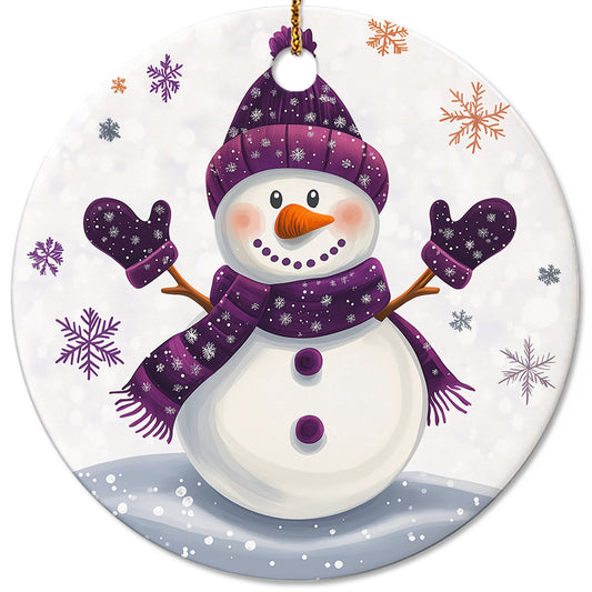 Netecom Funny Purple Snowman Christmas Ornaments, Cute Ceramic Winter Snowman Keepsake Ornament for Christmas Tree Decorations, Gifts for Holiday, Party, Home Decor