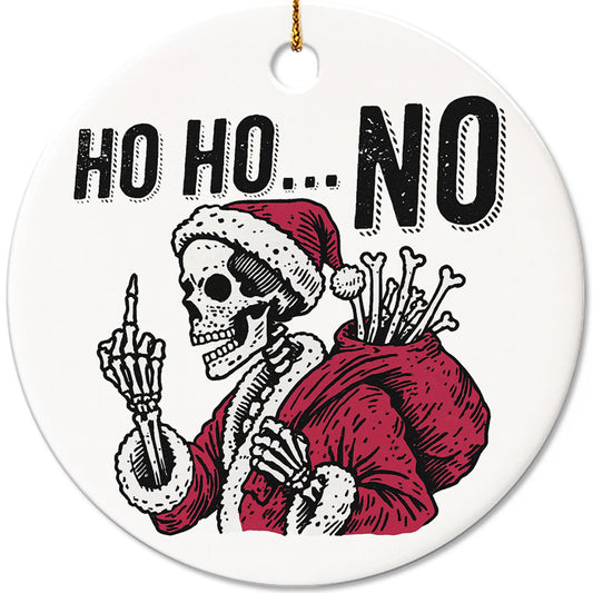 Netecom Funny Santa Skeleton Christmas Ornament, Humorous Ceramic Ornament for Xmas Tree Hanging Decorations Gift, Skeleton Lover Gifts, Holiday Party Present