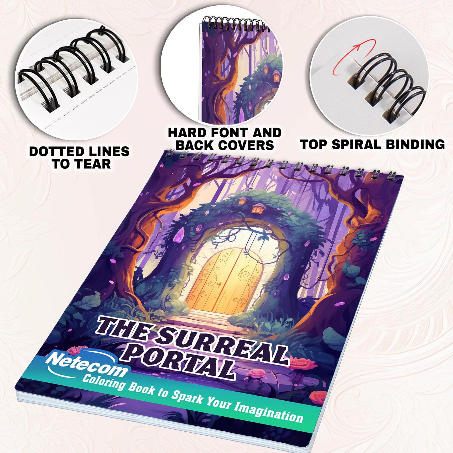 The Surreal Portal Spiral Bound Coloring Book, Immerse Yourself in the World of Surreal Creativity with 30 Tranquil Coloring Pages, Unveiling the Essence of Portals