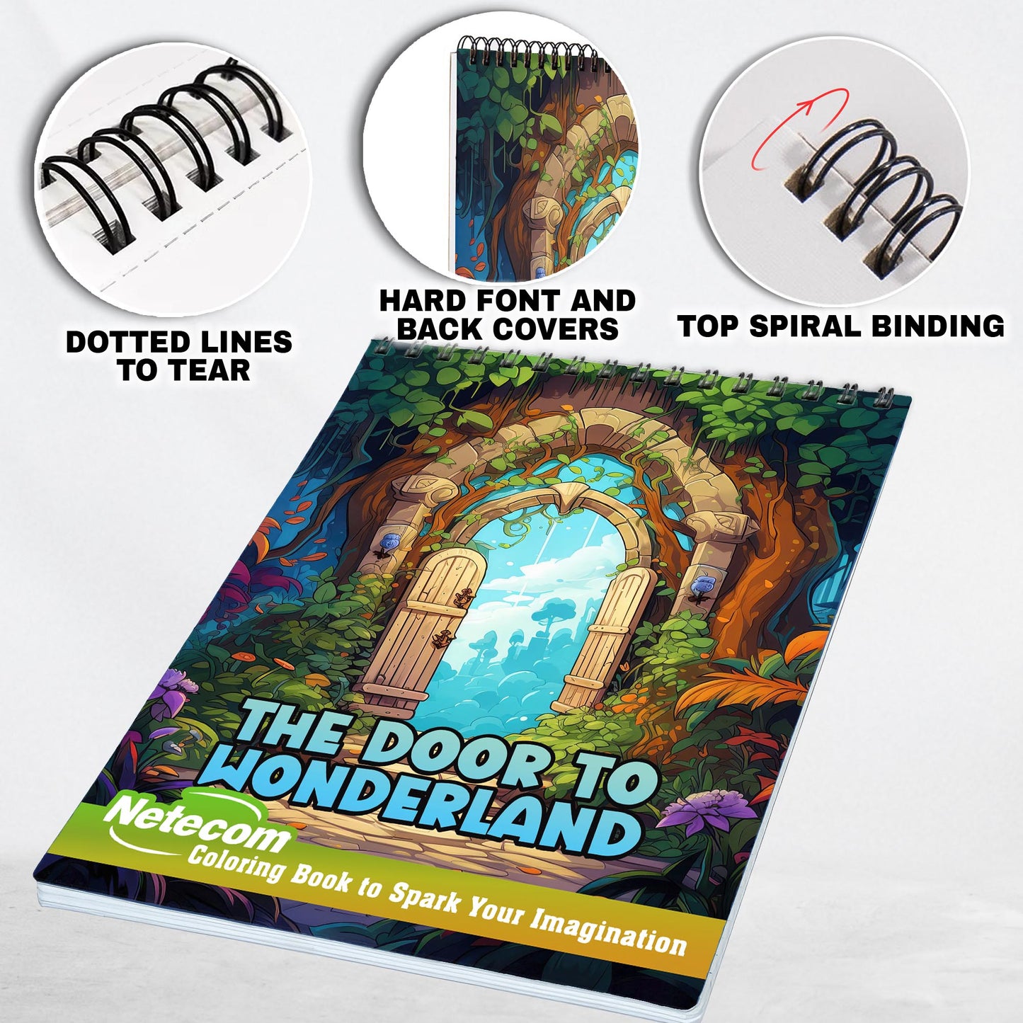 The Door to Wonderland Spiral Bound Coloring Book, Embark on a Journey with 30 Intricate Coloring Pages of Mystical Portals for Dreamers of All Ages to Unleash Inner Magic.