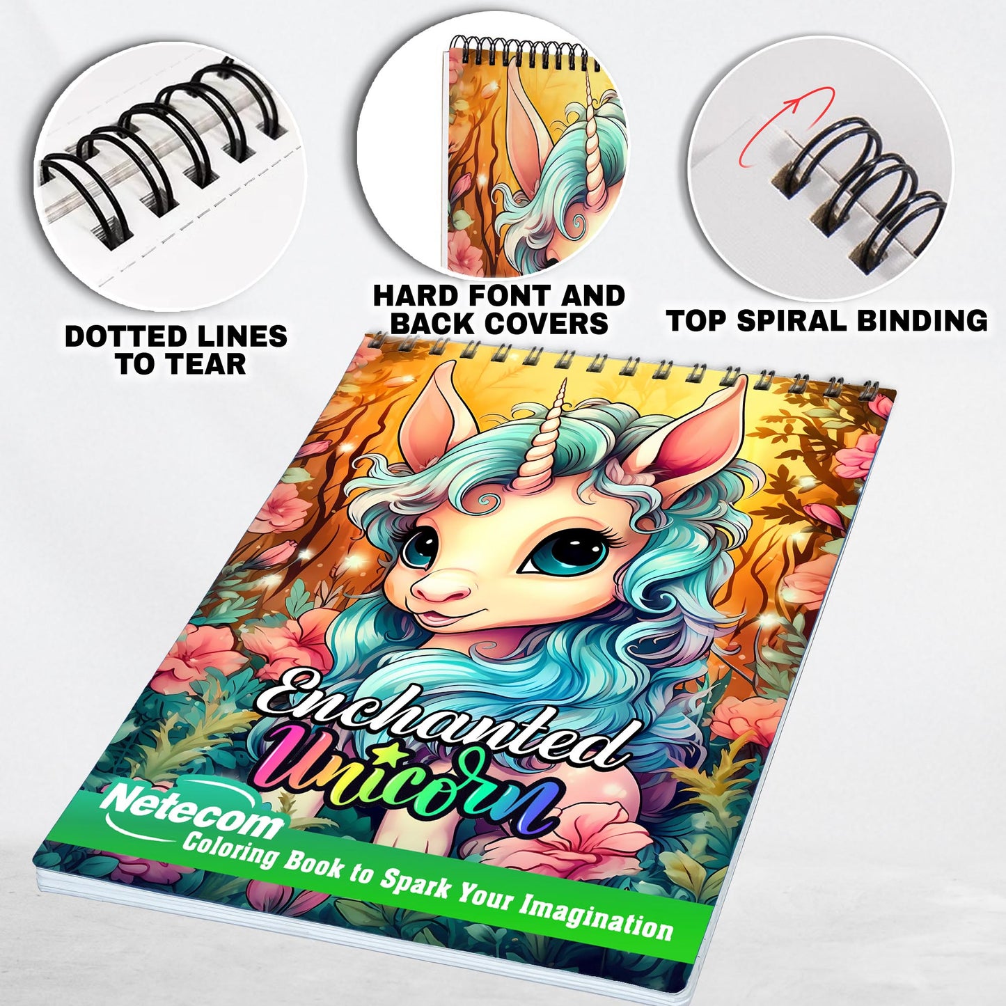 Enchanted Unicorn Spiral Bound Coloring Book, Discover the Mystical Beauty with 30 Exquisite Enchanted Unicorn Coloring Pages for Fans of Unicorns to Bring these Mythical Creatures to Life