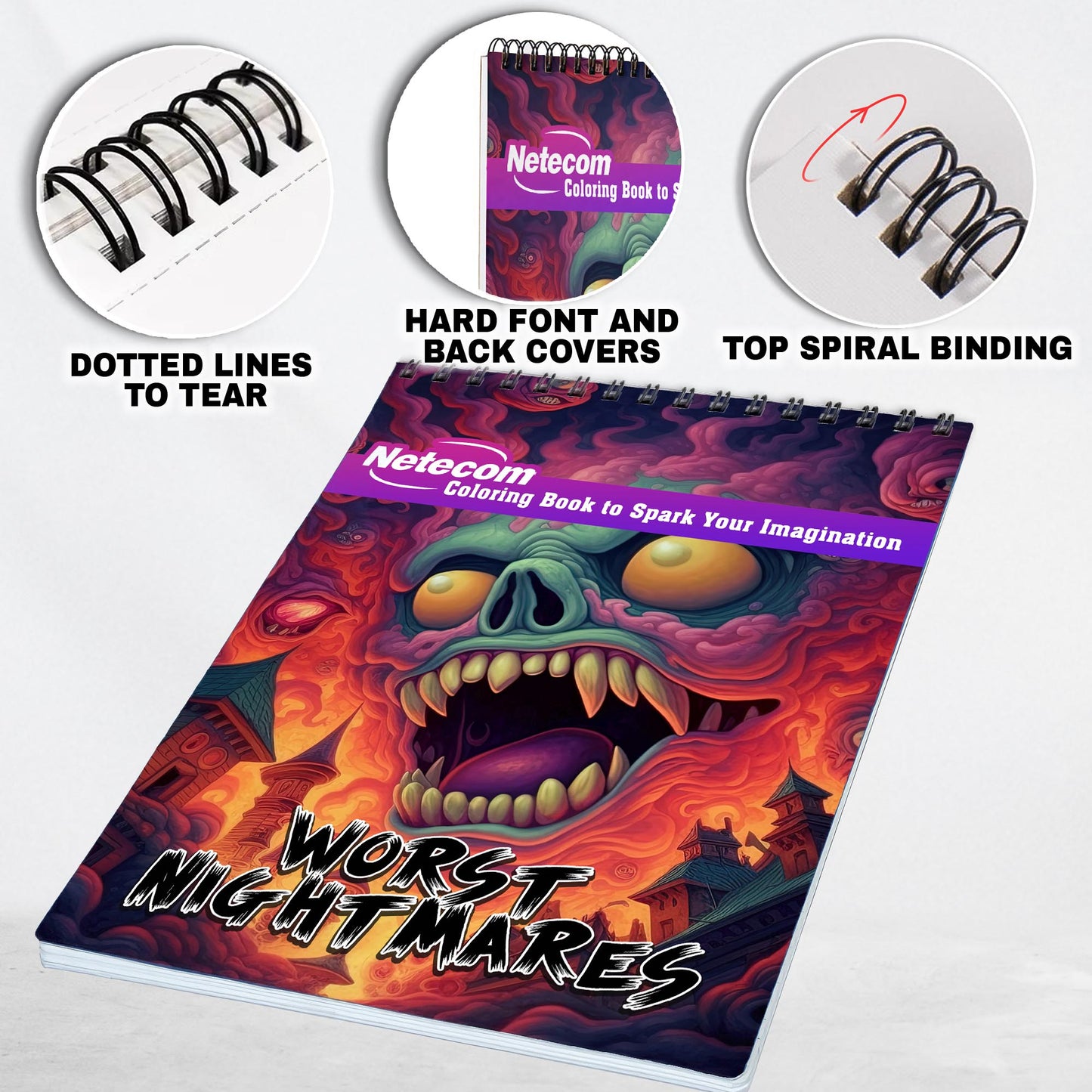 Worst Nightmares Spiral Bound Coloring Book, Experience 30 Coloring Pages of Sinister Nightmares for Those Who Dare to Explore the Shadows