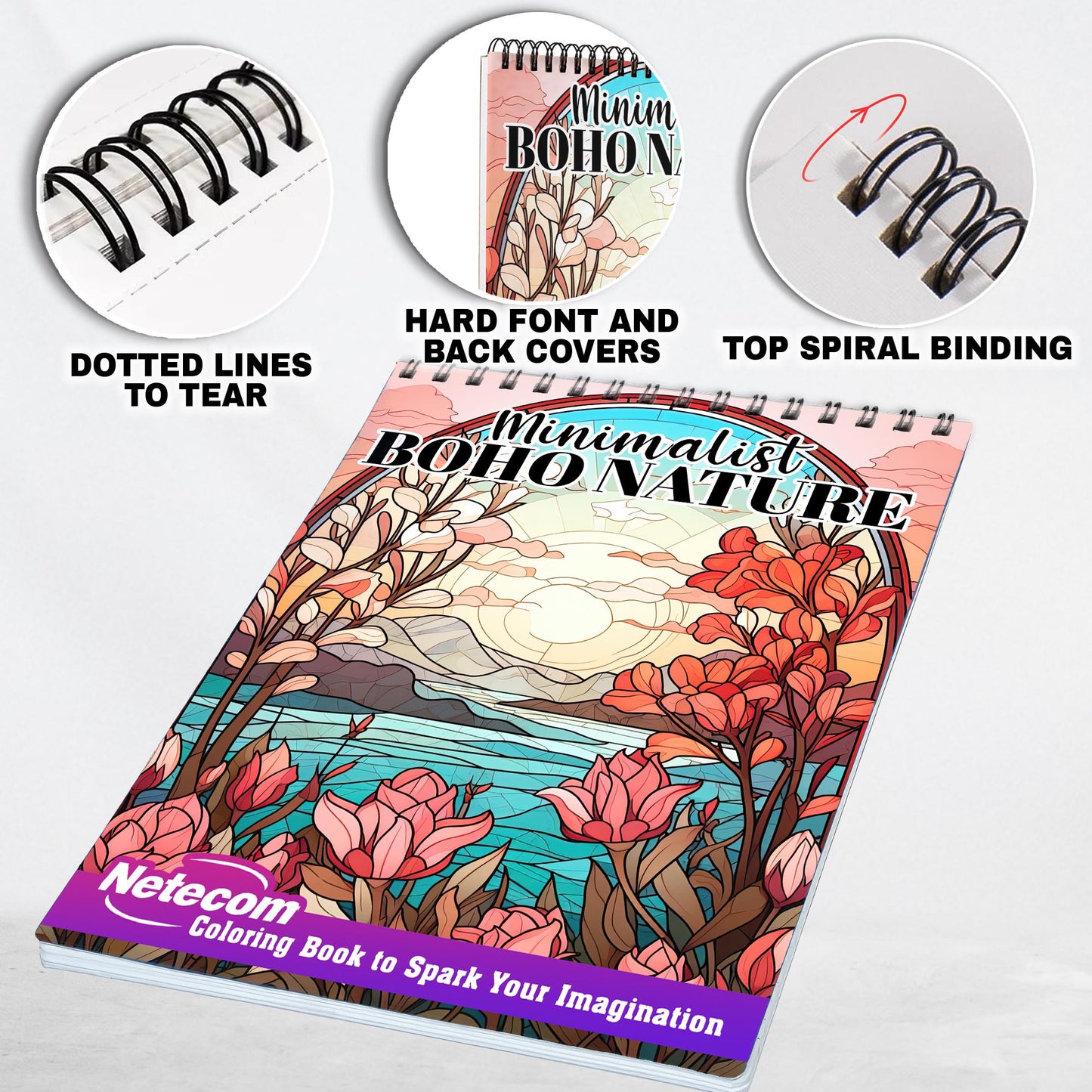 Minimalist Boho Nature Spiral Bound Coloring Book, Embark on a Peaceful Coloring Journey with 30 Stunning Minimalist Boho Nature Coloring Pages for Artistic Explorers to Dive into the Serene World of Nature and Unleash Their Creativity
