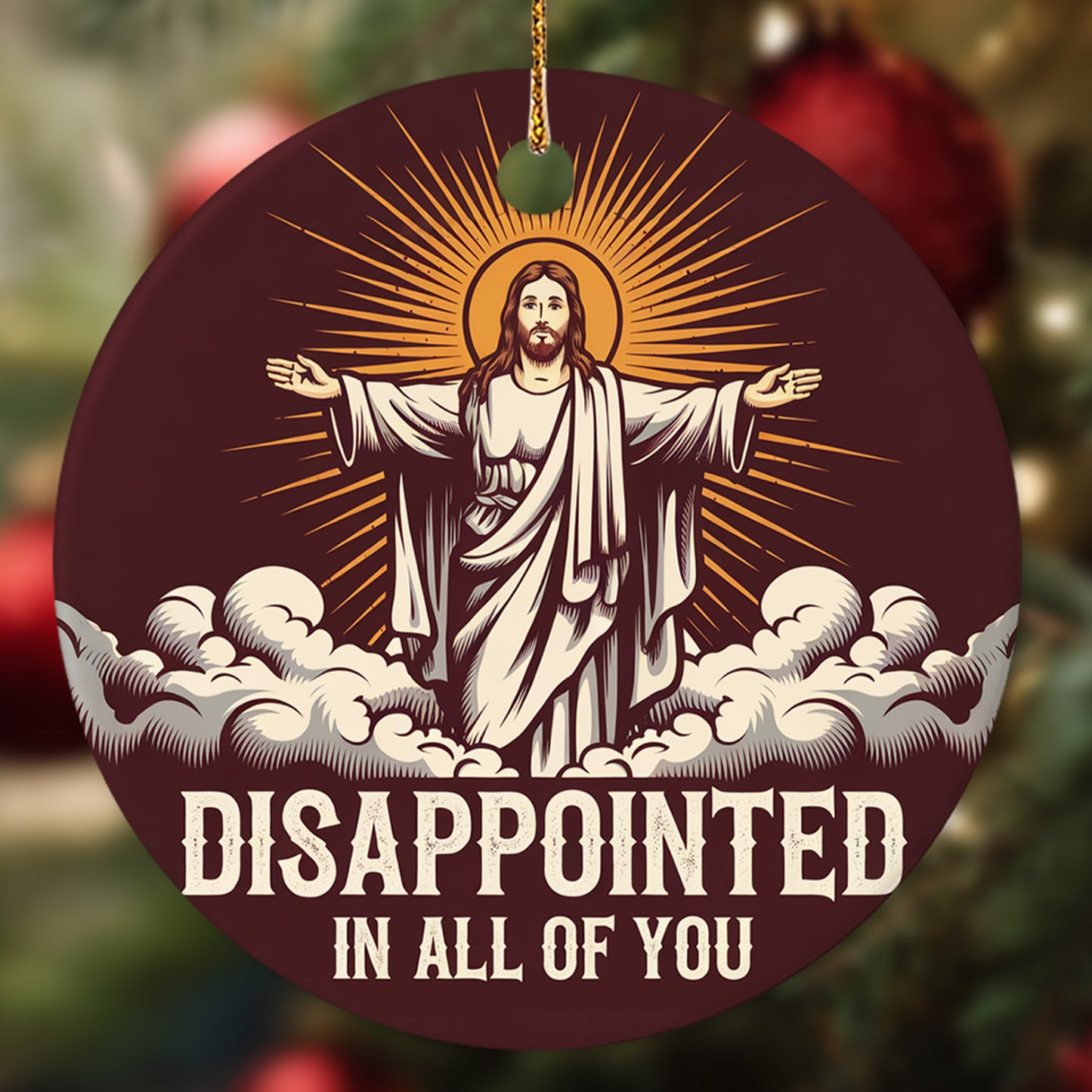 Netecom Disappointed In All Of You Christmas Ornament, Funny Christmas Gag Gift Adults Ceramic Ornament for Xmas Tree Hanging Decorations Gift, Holiday Party Present