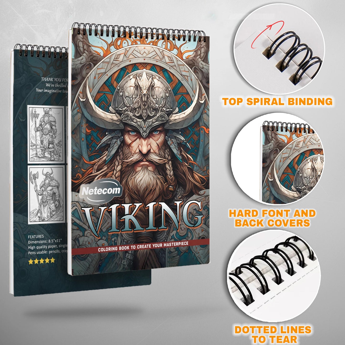 Viking Spiral Bound Coloring Book, Explore the World of Vikings, Ideal for History Buffs and Fans of Norse Mythology Seeking a Bold Art Adventure
