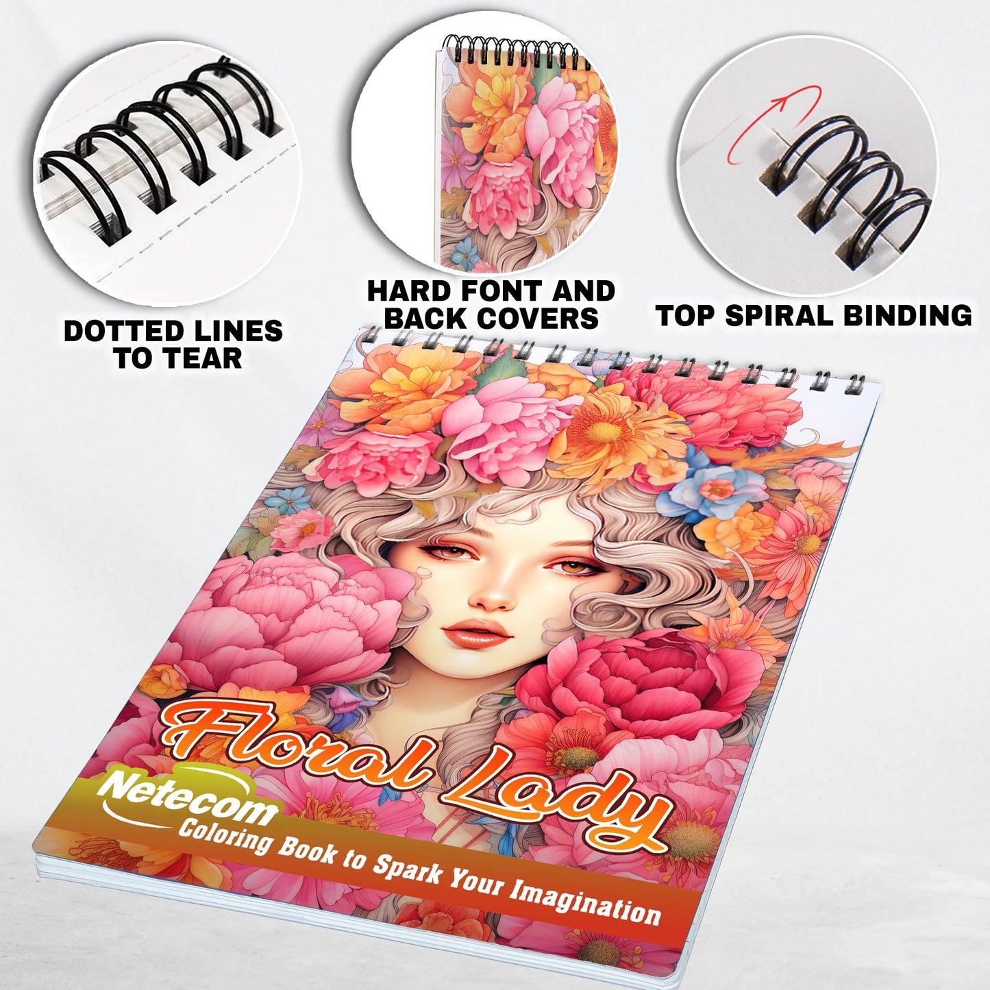 Floral Lady Spiral Bound Coloring Book, Unleash Your Artistic Talents in the Floral Journey with 30 Charming Floral Lady Coloring Pages for Coloring Enthusiasts to Embrace the Harmony and Feminine Power of Nature