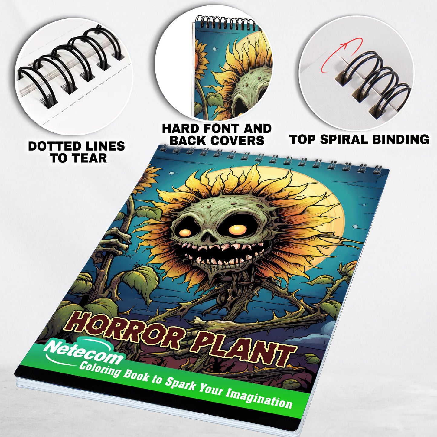 Horror Plant Spiral Bound Coloring Book, Immerse Yourself in 30 Creepy Plant Coloring Pages, Unveiling Horrific Flora in Dark Imaginings