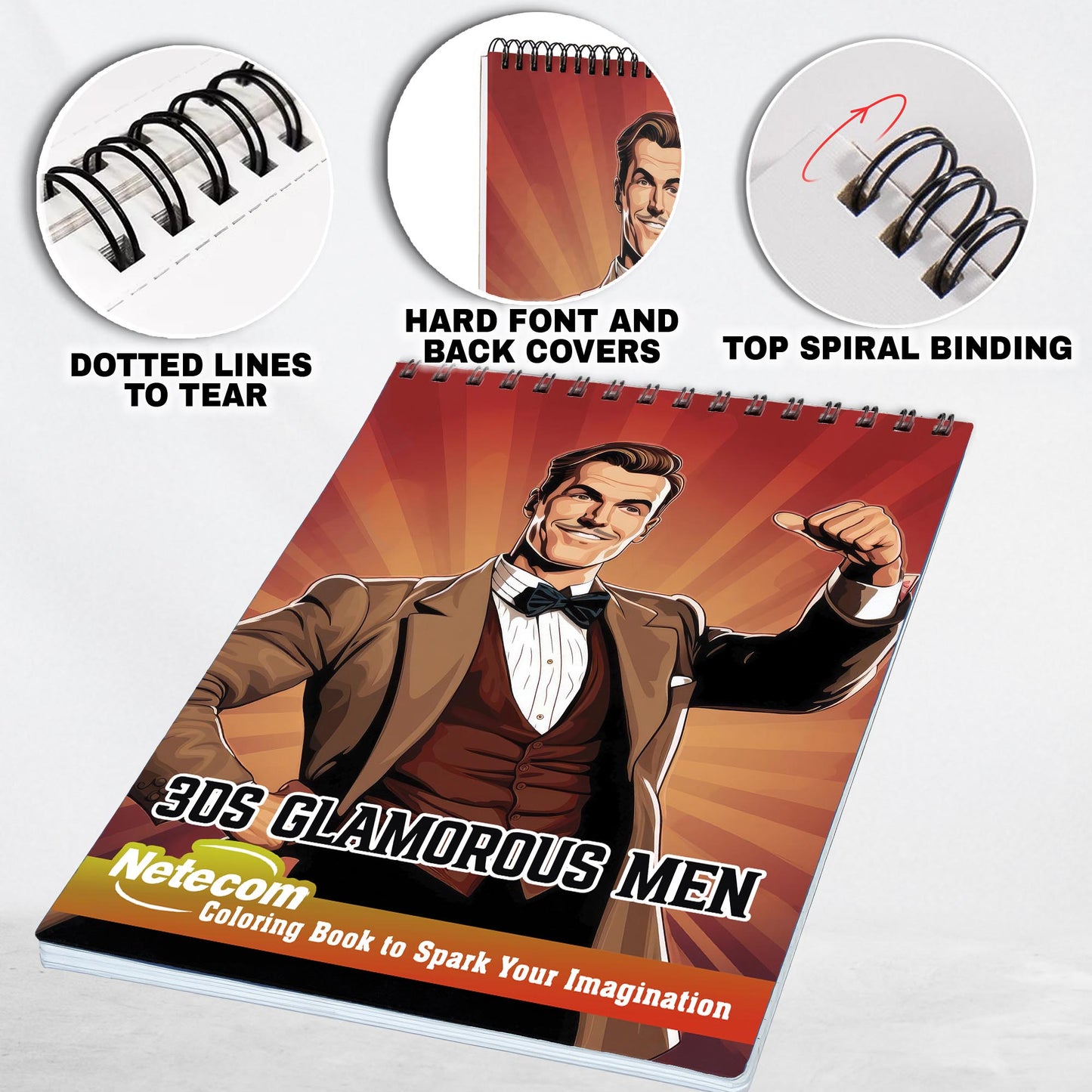 30s Glamorous Men Spiral Bound Coloring Book, Experience the Allure of 1930s Glamour with 30 Glamorous Men Coloring Pages for a Stylish and Artistic Coloring Journey