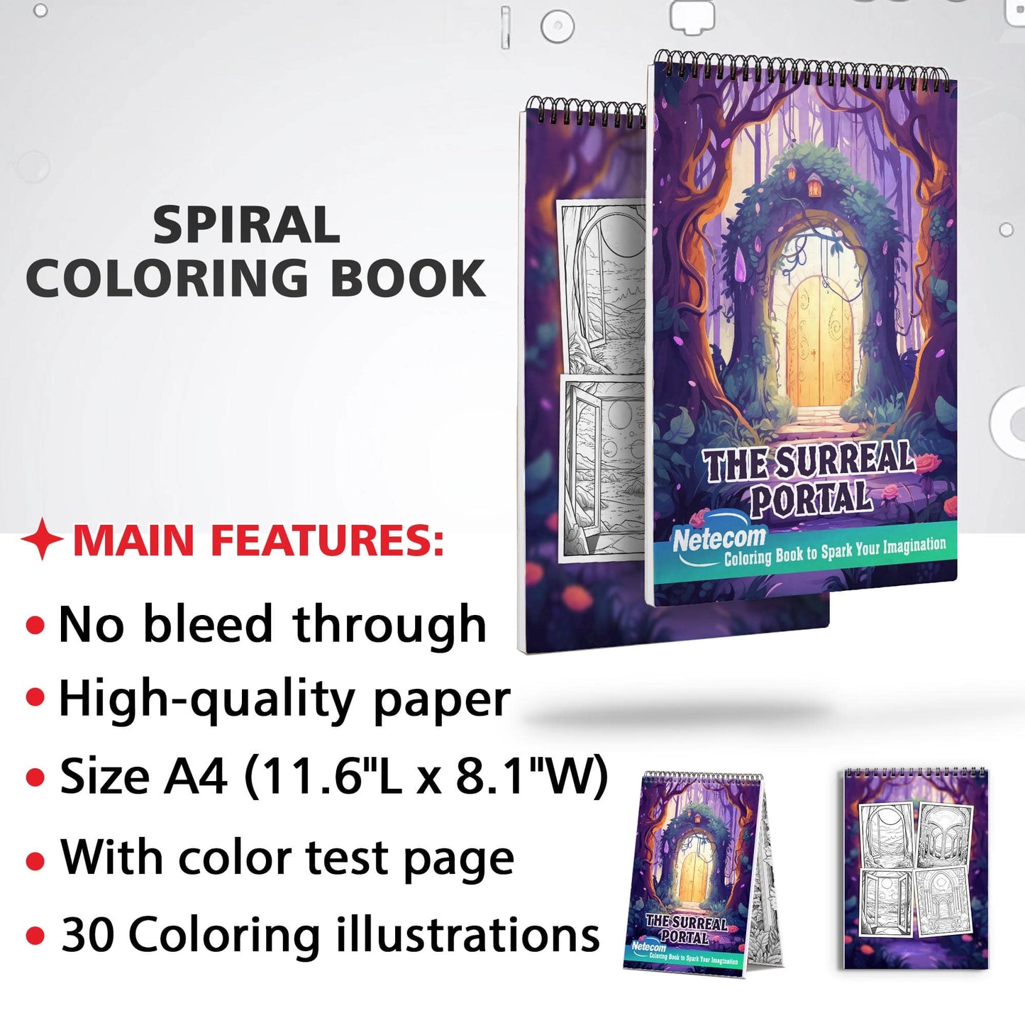 The Surreal Portal Spiral Bound Coloring Book, Immerse Yourself in the World of Surreal Creativity with 30 Tranquil Coloring Pages, Unveiling the Essence of Portals