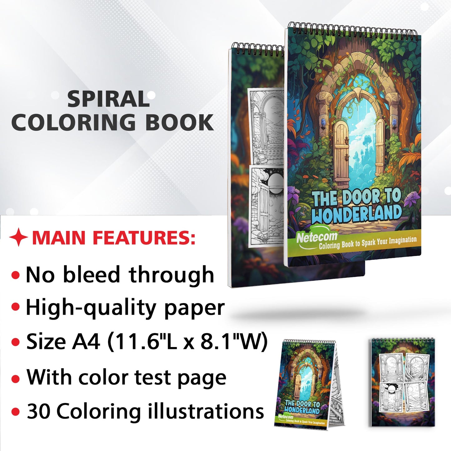 The Door to Wonderland Spiral Bound Coloring Book, Embark on a Journey with 30 Intricate Coloring Pages of Mystical Portals for Dreamers of All Ages to Unleash Inner Magic.