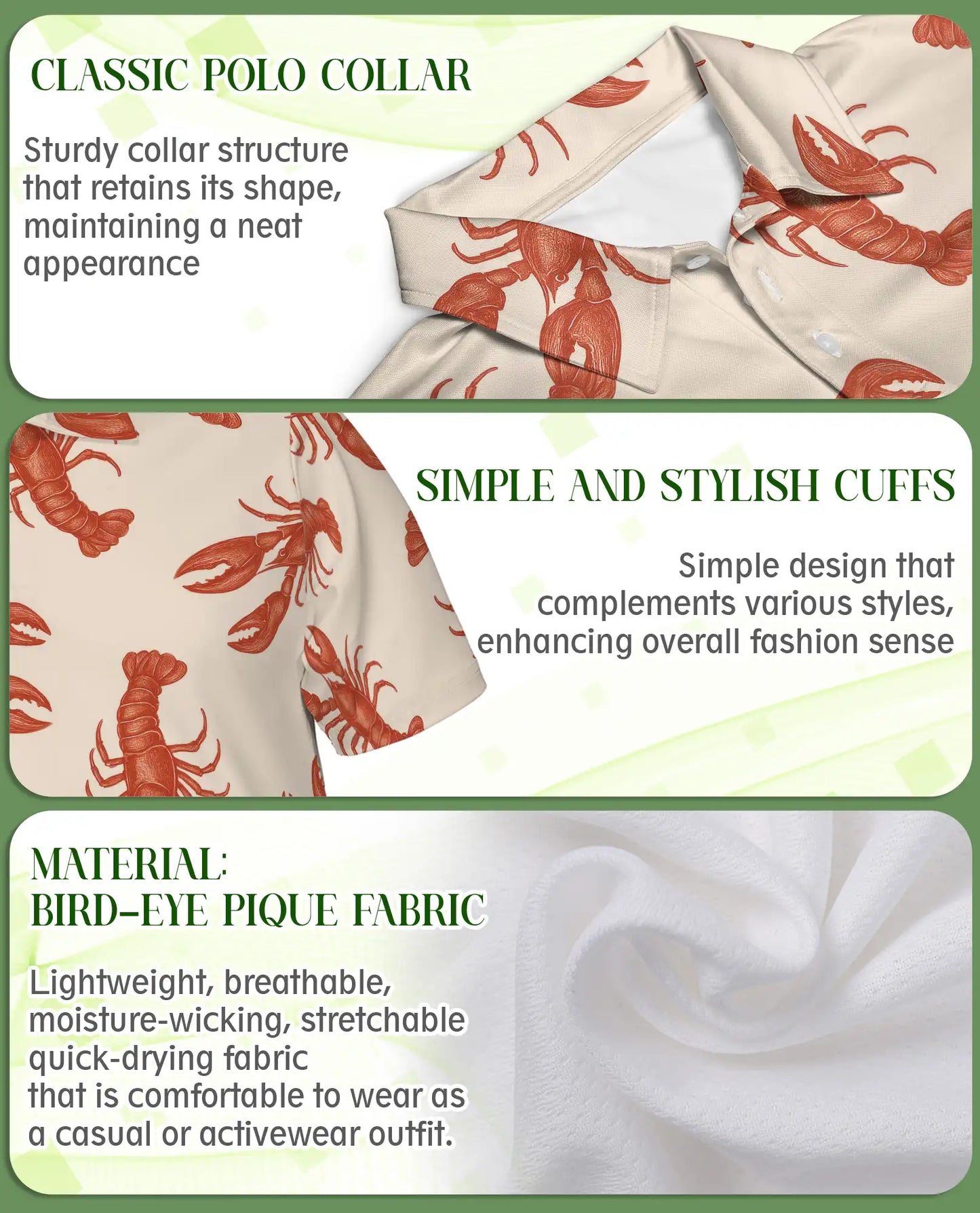 Lobster Beach 3D Polo Shirt for Men – Tropical Summer Style | Netecom