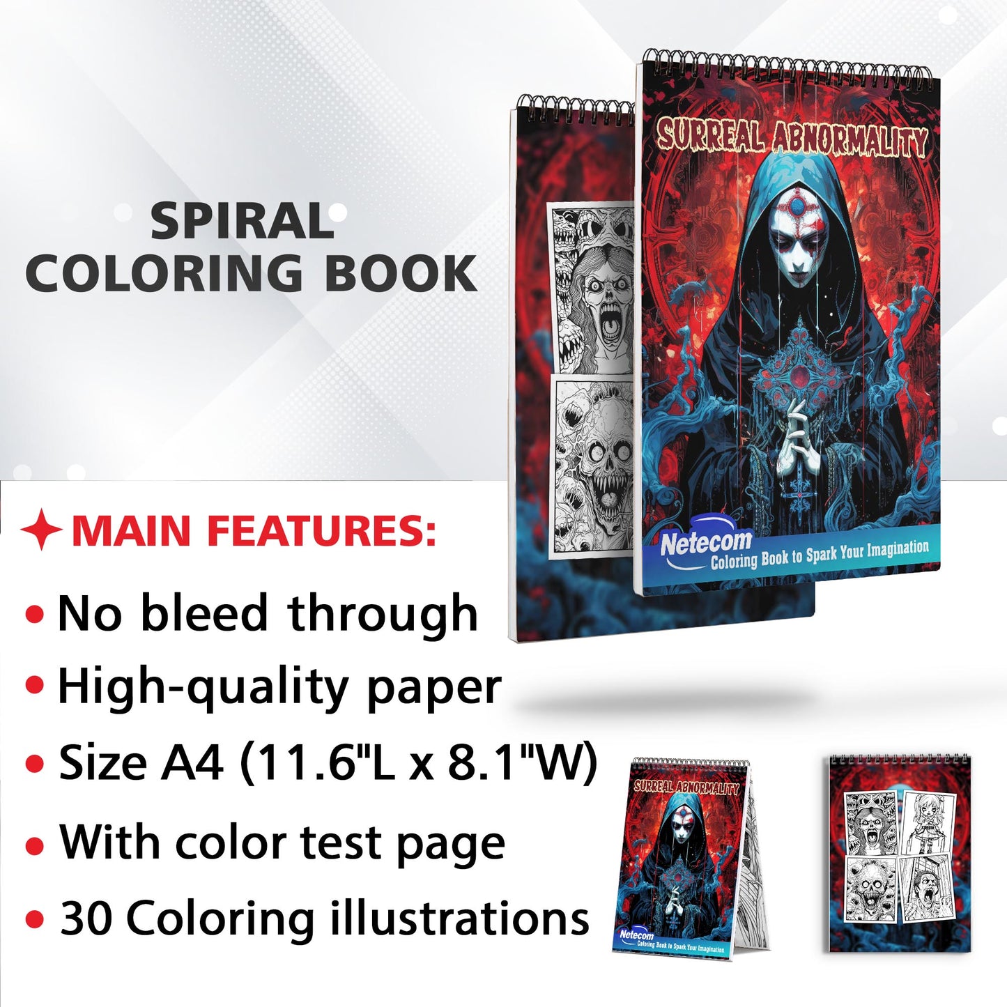 Surreal Abnormality Spiral Bound Coloring Book, Immerse Yourself in 30 Surreal Abnormality Coloring Pages for Dreamers to Find Inspiration.