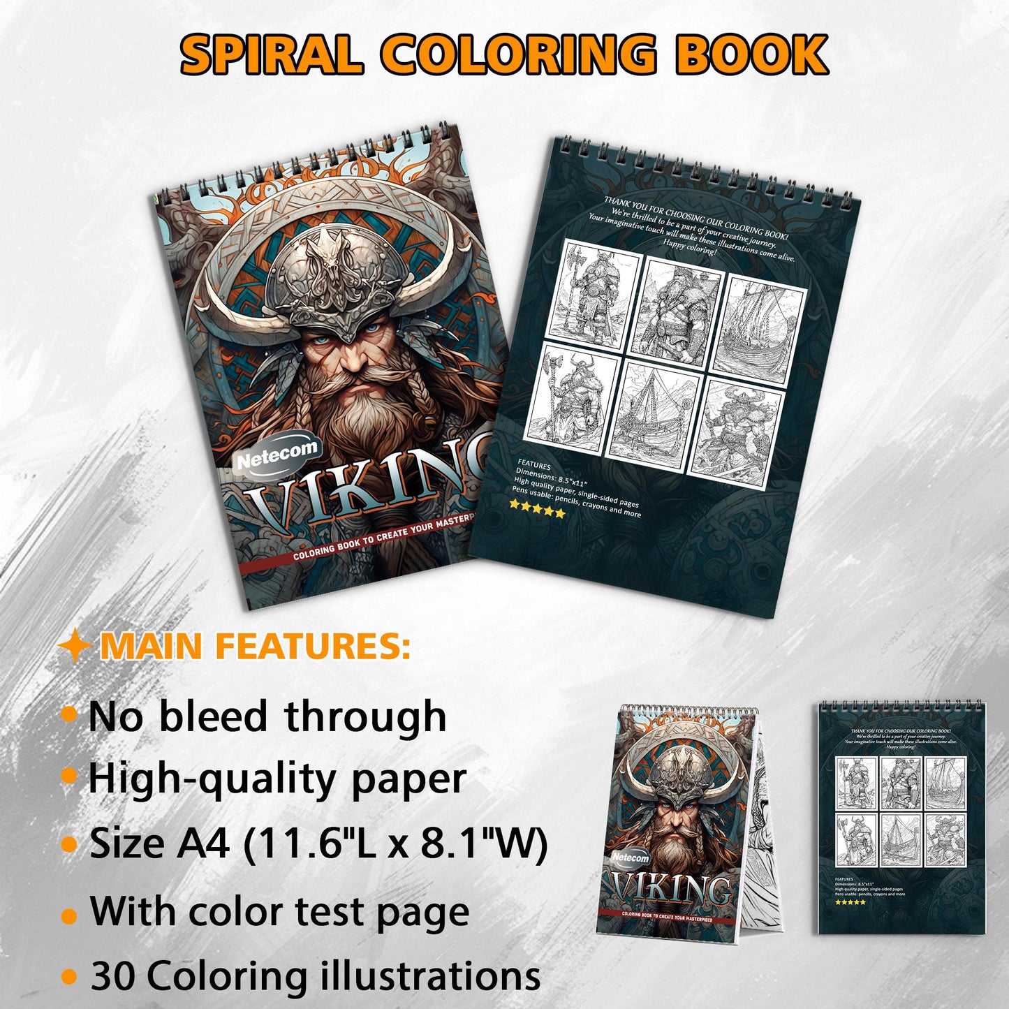 Viking Spiral Bound Coloring Book, Explore the World of Vikings, Ideal for History Buffs and Fans of Norse Mythology Seeking a Bold Art Adventure