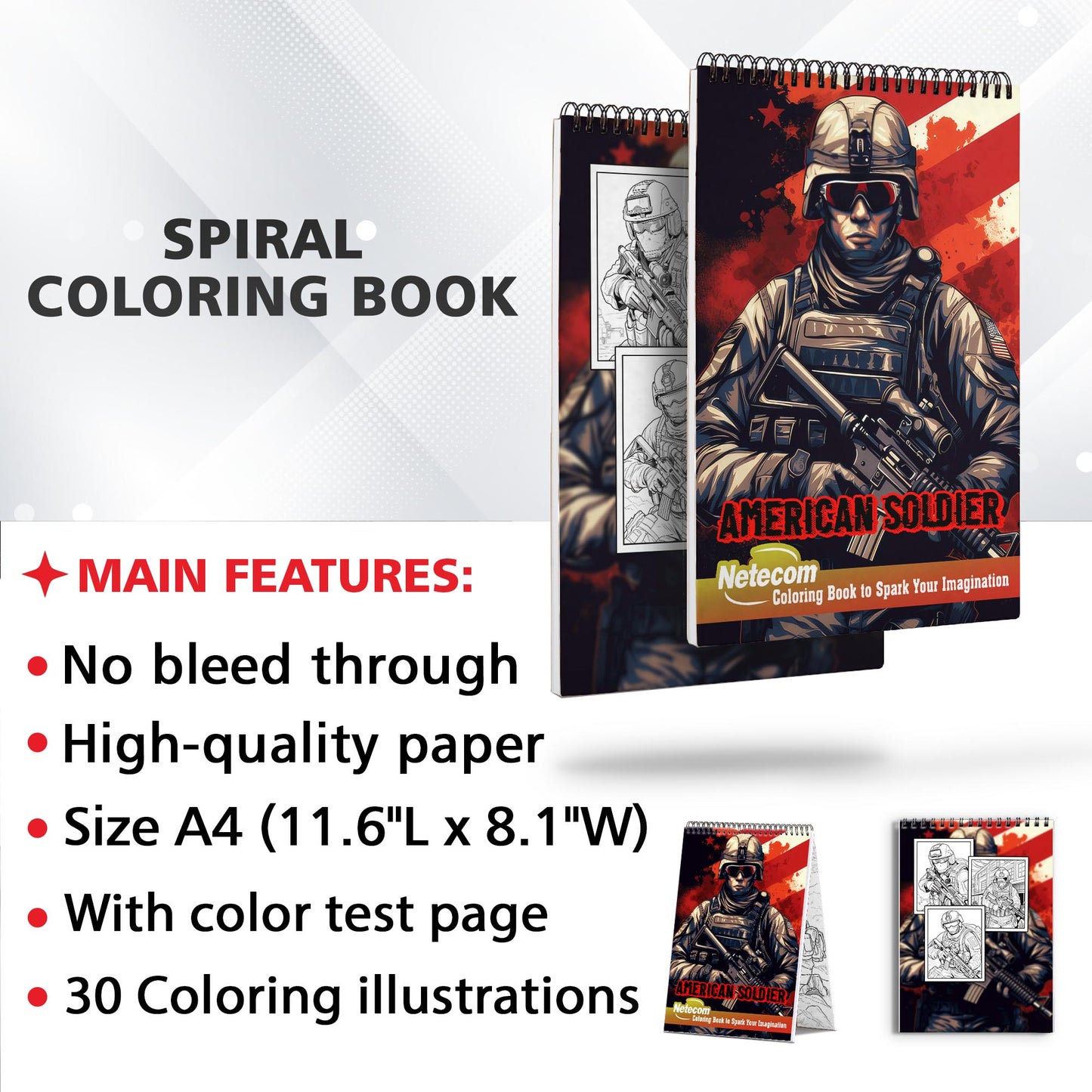 American Soldier Spiral Bound Coloring Book, Unleash Your Artistic Talents in the American Soldier Coloring Book with 30 Charming Coloring Pages for Coloring Enthusiasts to Embrace the Resilience and Strength of American Soldiers