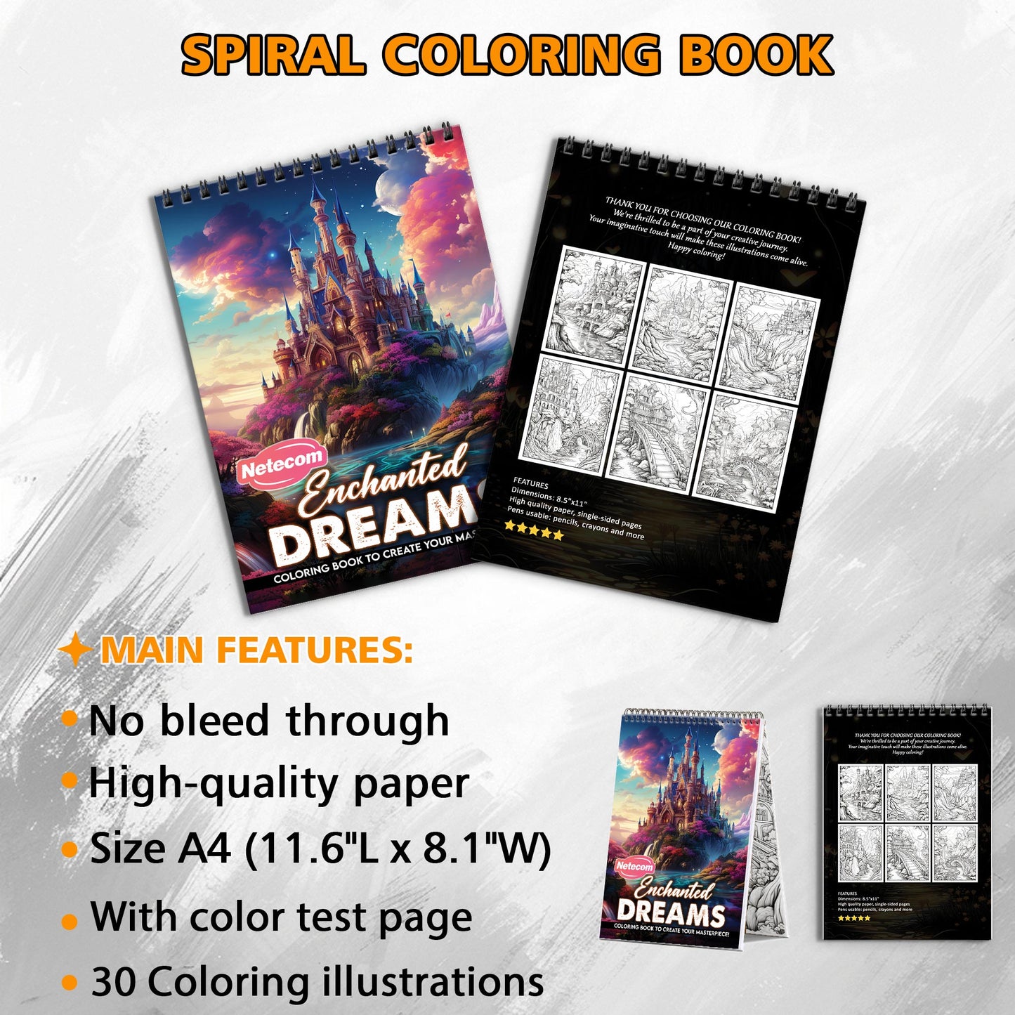 Enchanted Dreams Spiral Bound Coloring Book, Magical Scenes for a Fantasy Coloring Experience, Perfect for Dreamers and Fans of Mystical Worlds