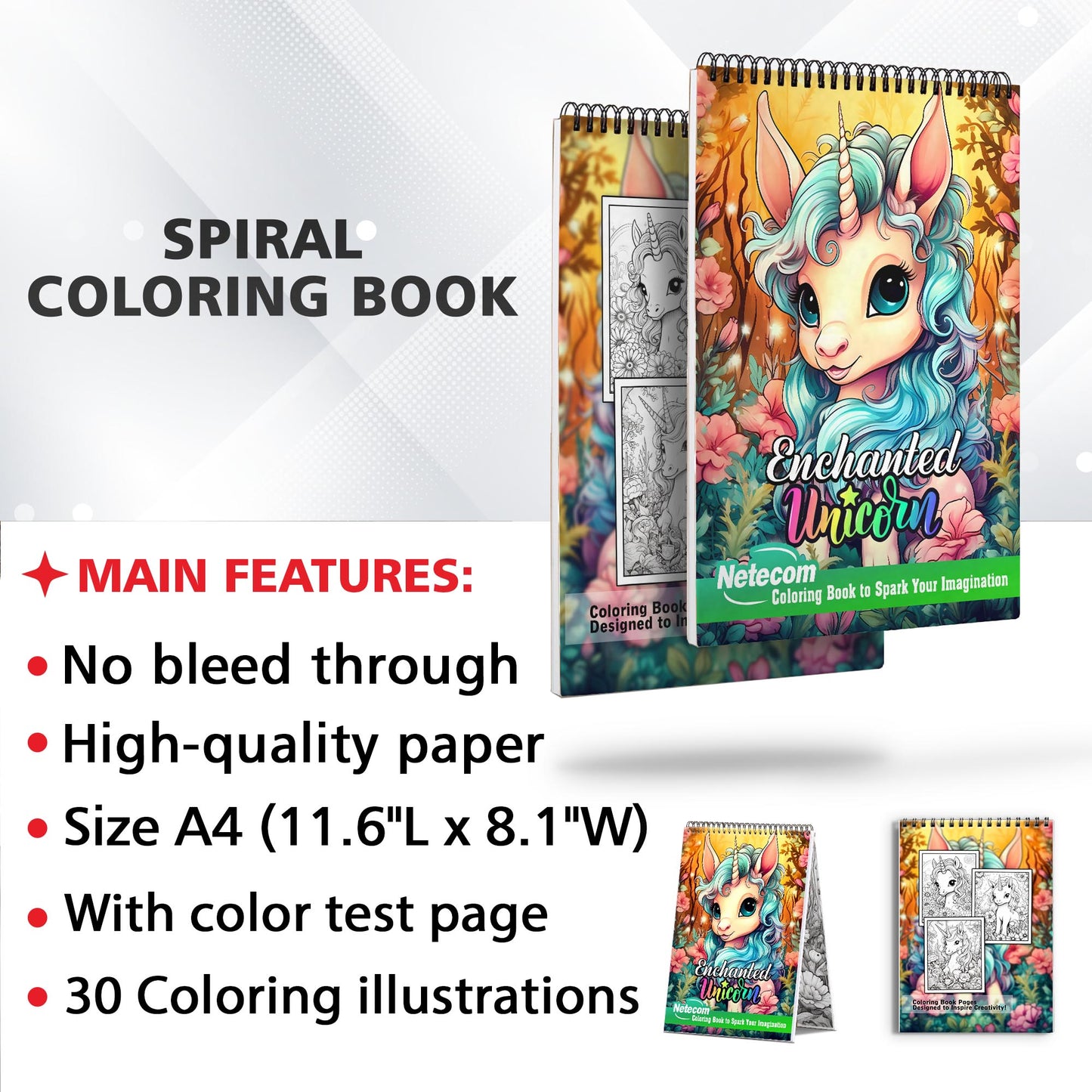Enchanted Unicorn Spiral Bound Coloring Book, Discover the Mystical Beauty with 30 Exquisite Enchanted Unicorn Coloring Pages for Fans of Unicorns to Bring these Mythical Creatures to Life