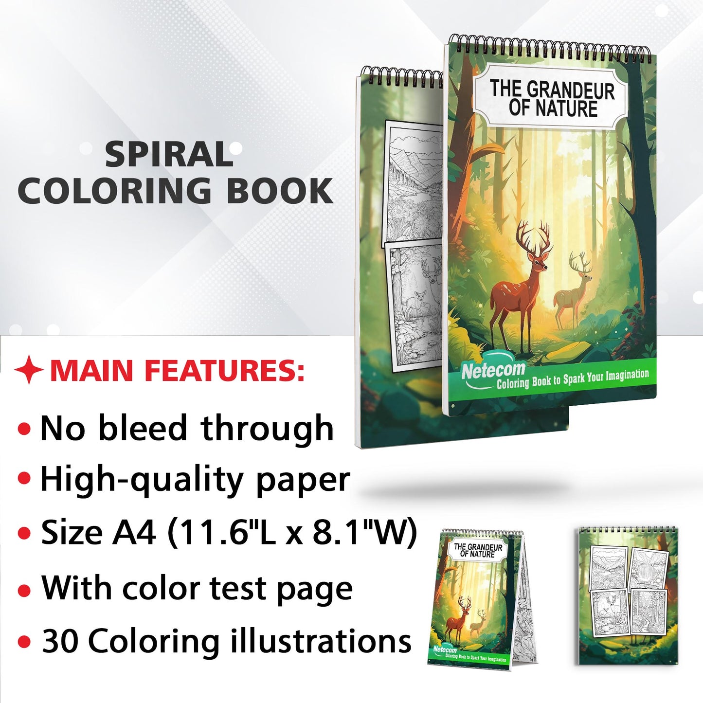 The Grandeur of Nature Spiral Bound Coloring Book, Immerse Yourself in a World of Natural Wonders and Creativity with 30 Captivating Coloring Pages for Nature and Art Lovers to Create Stunning and Imaginative Artwork