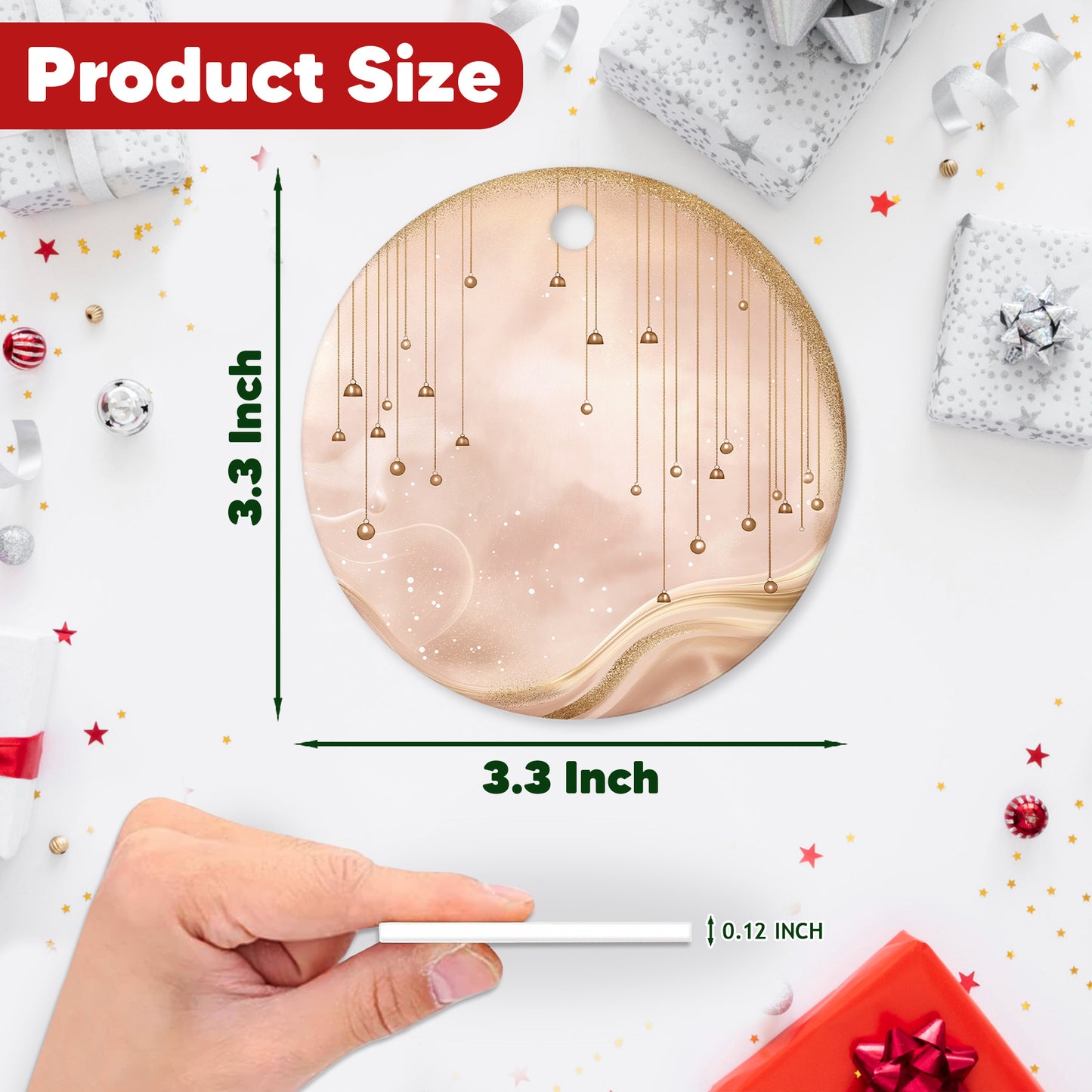 Netecom Elegant Pink Baubles Christmas Ornaments, Ceramic Hanging Balls with Glitter Keepsake Ornament for Xmas Tree Decorations, Gifts for Holiday, Party, Home Decor