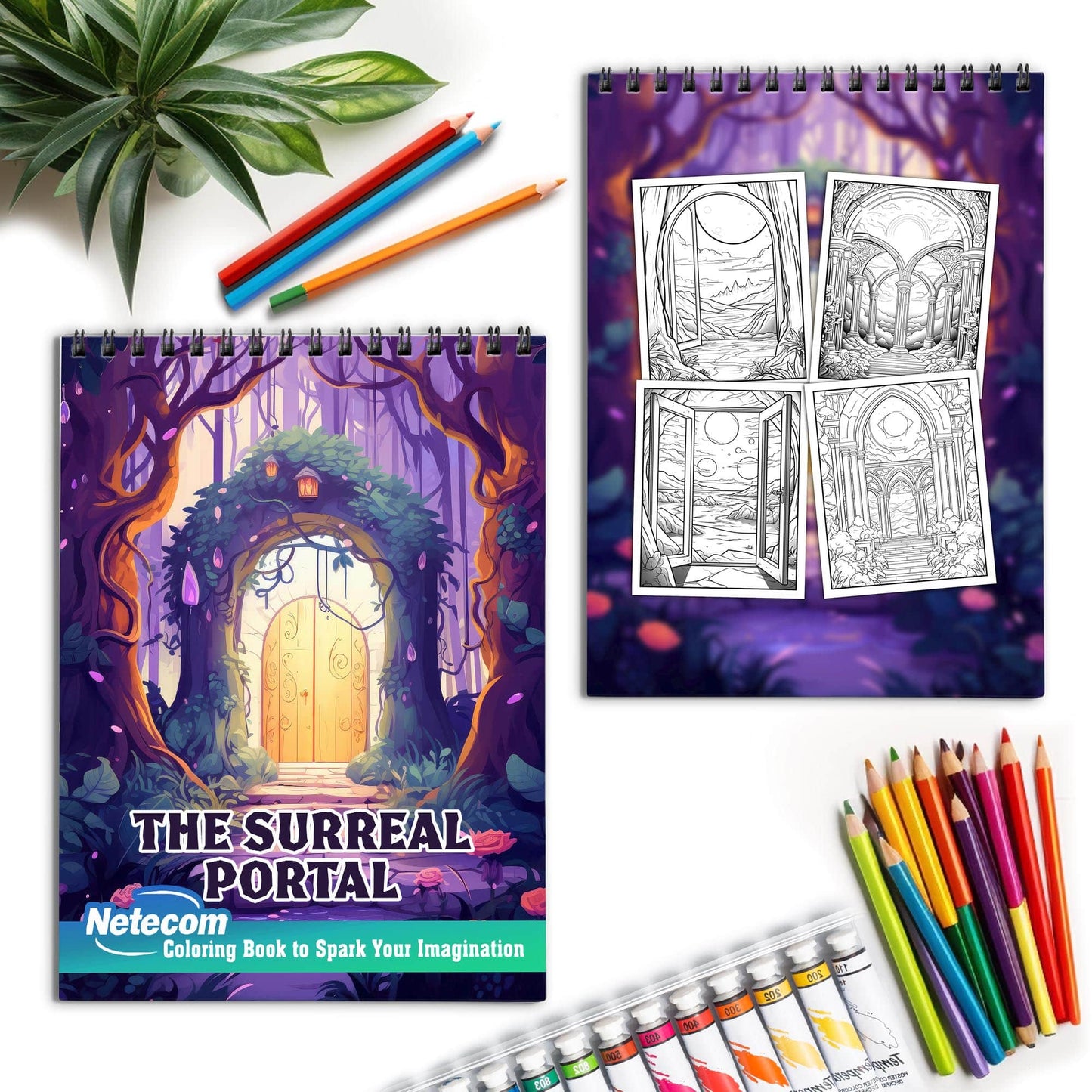 The Surreal Portal Spiral Bound Coloring Book, Immerse Yourself in the World of Surreal Creativity with 30 Tranquil Coloring Pages, Unveiling the Essence of Portals