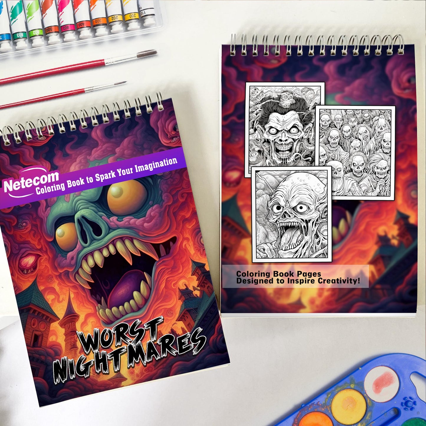 Worst Nightmares Spiral Bound Coloring Book, Experience 30 Coloring Pages of Sinister Nightmares for Those Who Dare to Explore the Shadows