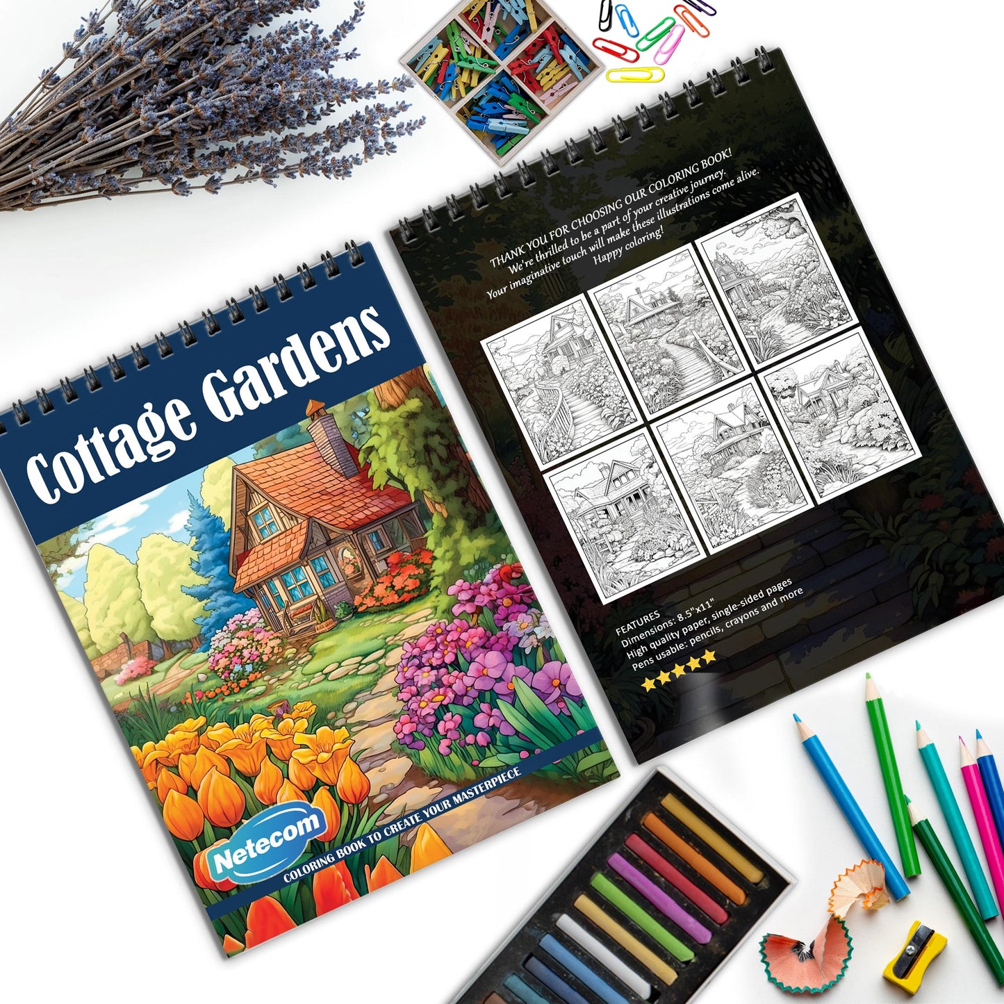 Cottage Gardens Spiral Bound Coloring Book, Charming Cottage Gardens for a Relaxing and Floral Artistic Escape, Great for Garden Lovers and Nature Fans