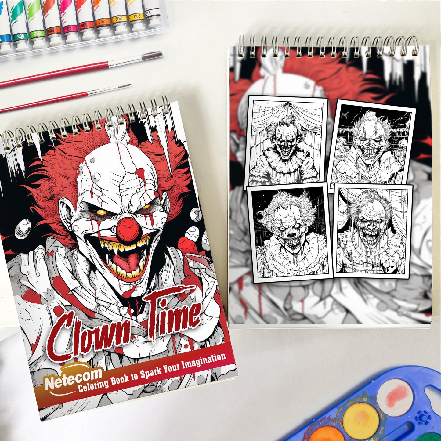 Clown Time Spiral Bound Coloring Book, Explore the Dark and Twisted World of Clown Time with 30 Eerie Coloring Pages for Horror Enthusiasts to Embrace the Chills and Thrills