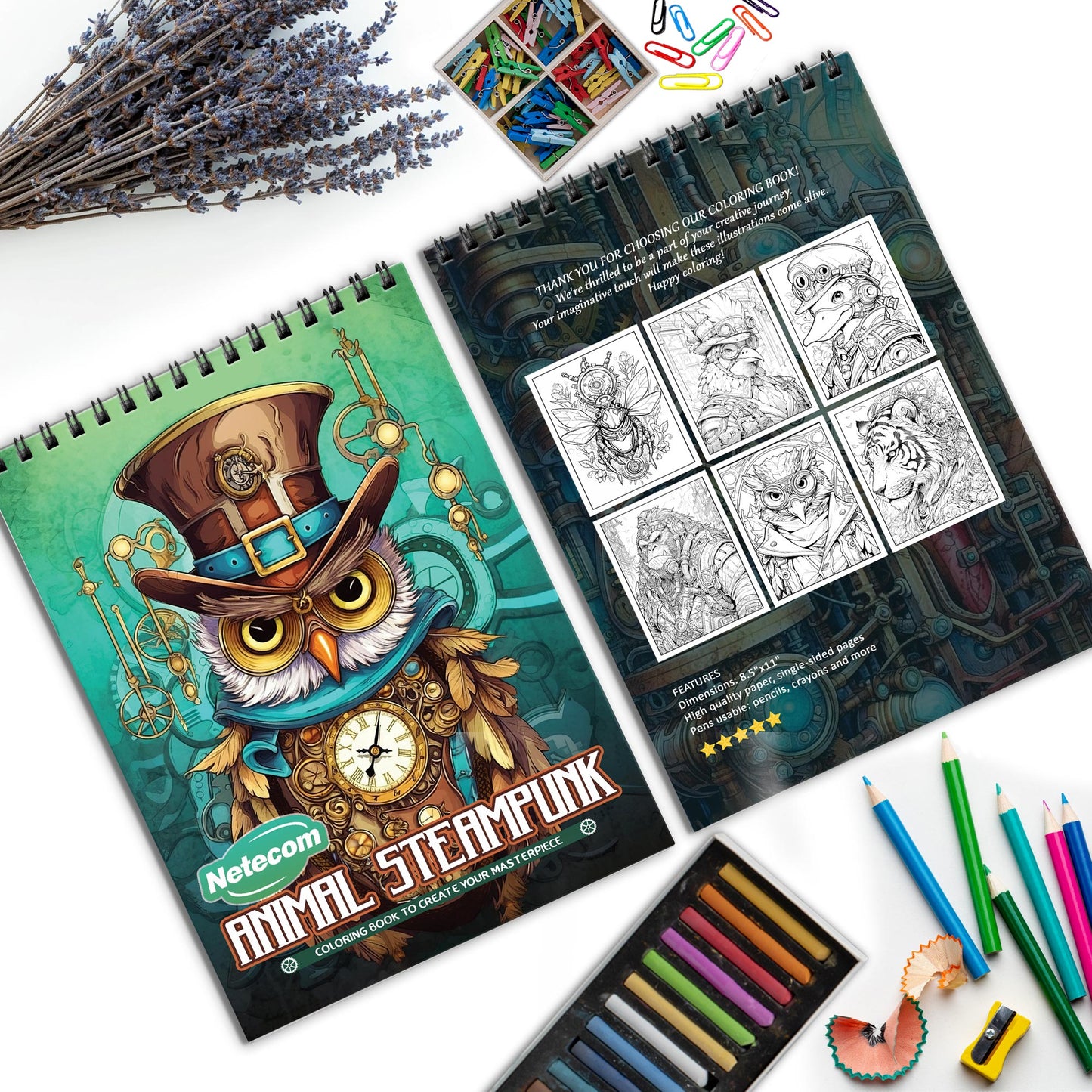 Animals Steampunk Spiral Bound Coloring Book, Mechanical Steampunk Animals for a Unique and Creative Coloring Experience, Perfect for Steampunk Fans