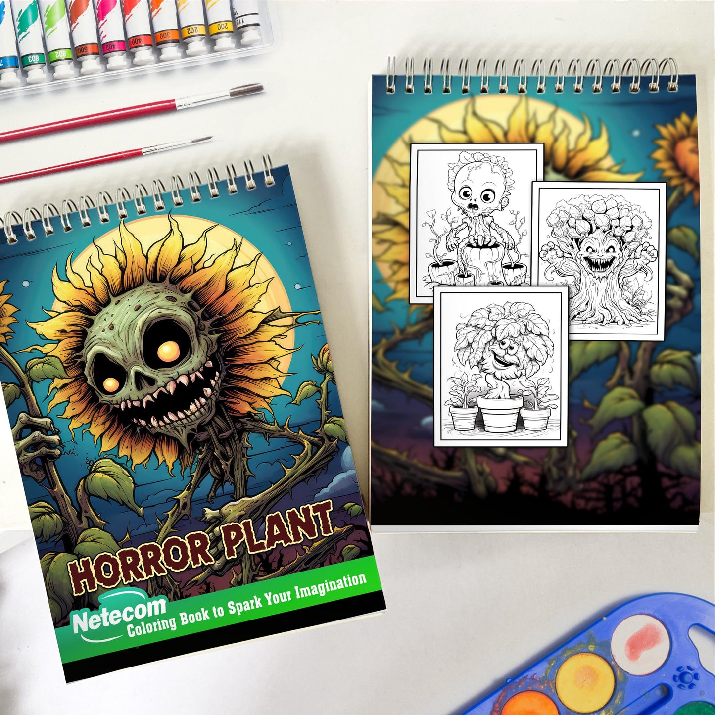 Horror Plant Spiral Bound Coloring Book, Immerse Yourself in 30 Creepy Plant Coloring Pages, Unveiling Horrific Flora in Dark Imaginings