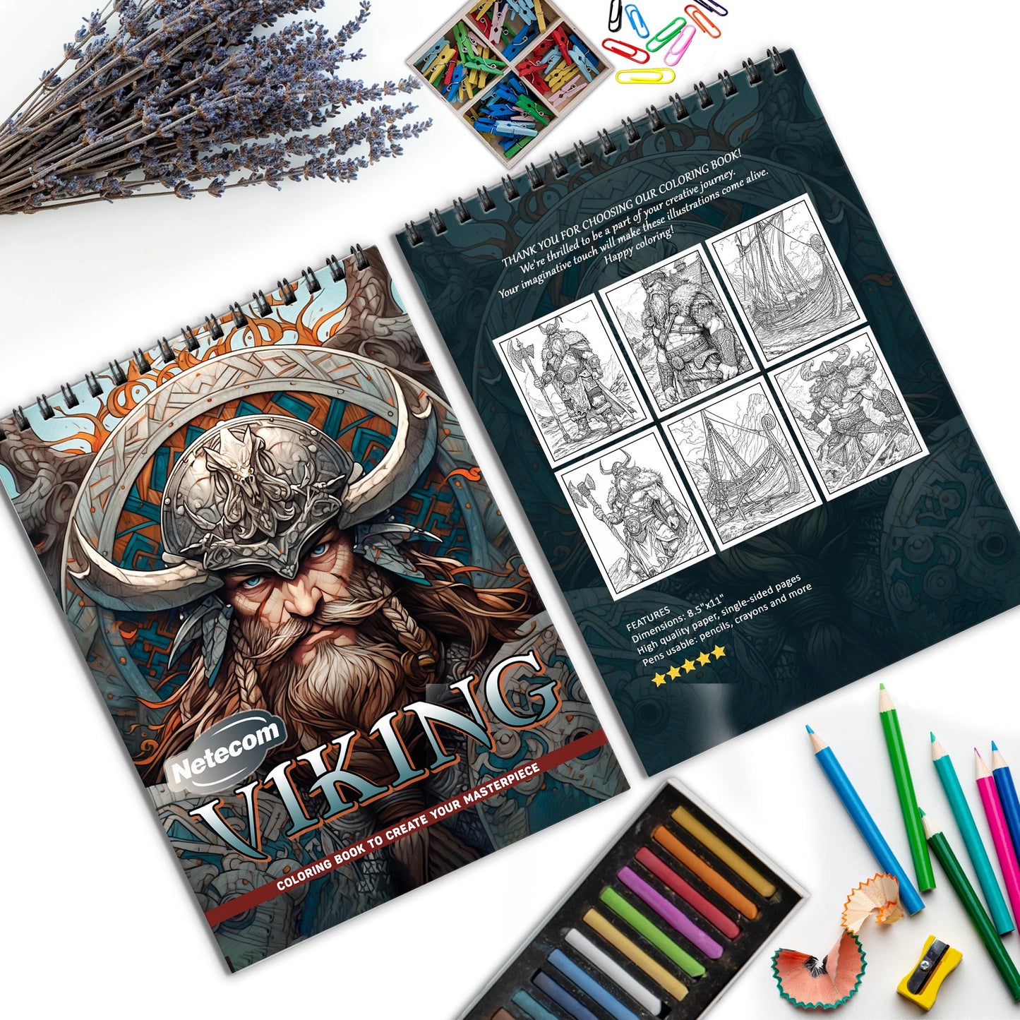 Viking Spiral Bound Coloring Book, Explore the World of Vikings, Ideal for History Buffs and Fans of Norse Mythology Seeking a Bold Art Adventure
