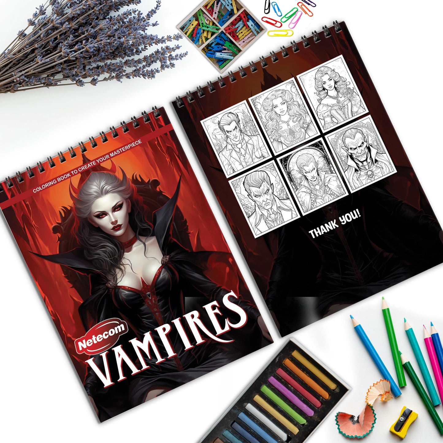 Vampires Spiral Bound Coloring Book, Gothic Vampire Scenes for a Dark and Mysterious Art Experience, Great for Fans of the Supernatural and Horror