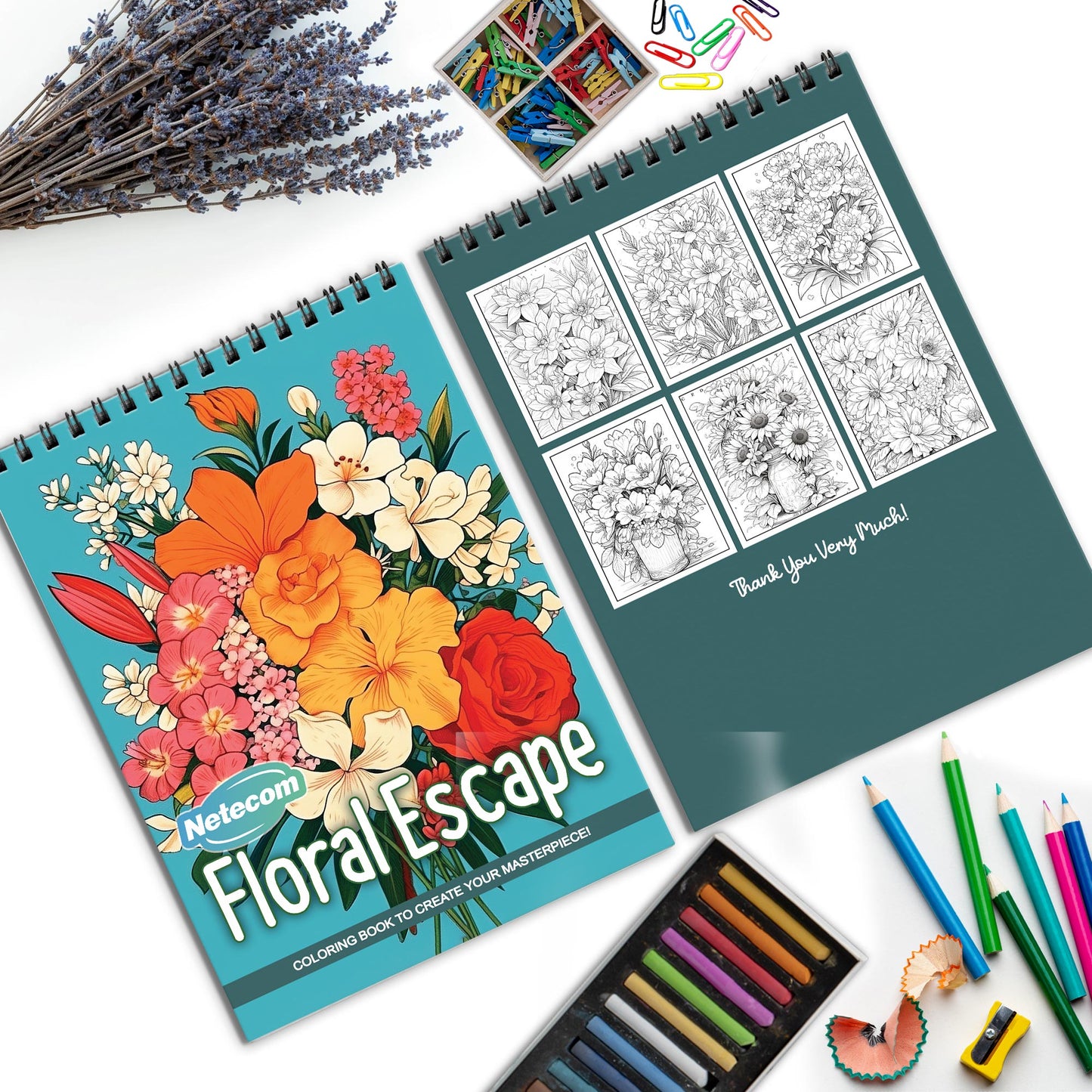 Floral Escape Spiral Bound Coloring Book, Escape into Floral Paradise for a Relaxing Retreat, Ideal for Botanical Lovers and Those Seeking Serene Art