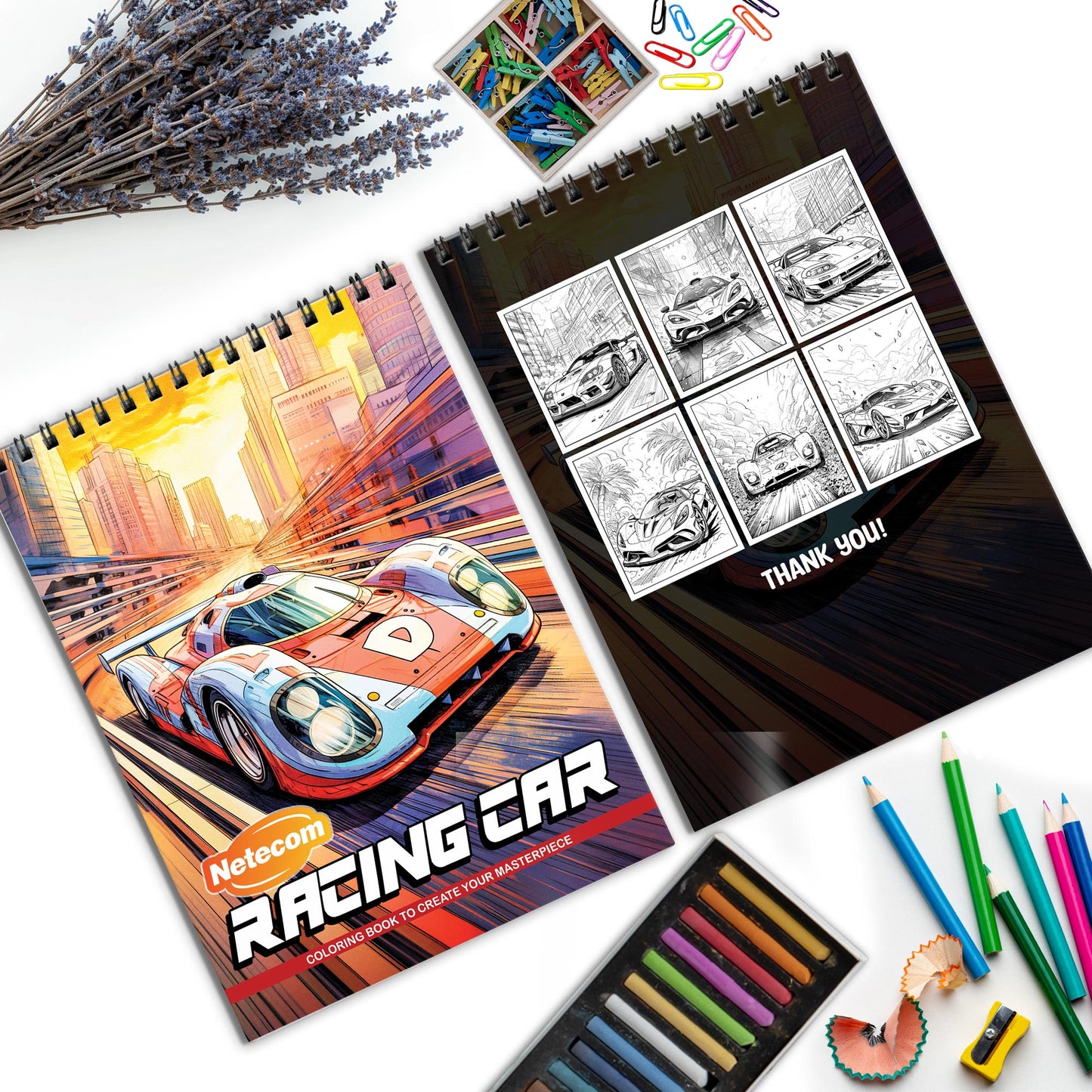 Racing Car Spiral Bound Coloring Book, High-Speed Racing Cars for Thrilling Coloring Fun, Ideal for Motorsport Fans and Speed Seekers