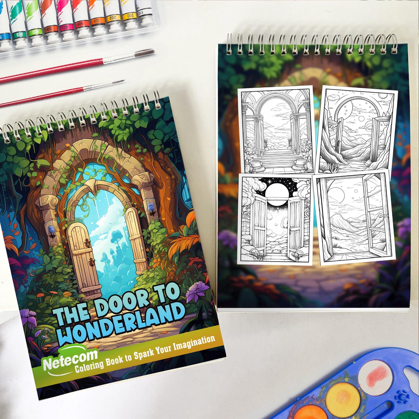 The Door to Wonderland Spiral Bound Coloring Book, Embark on a Journey with 30 Intricate Coloring Pages of Mystical Portals for Dreamers of All Ages to Unleash Inner Magic.