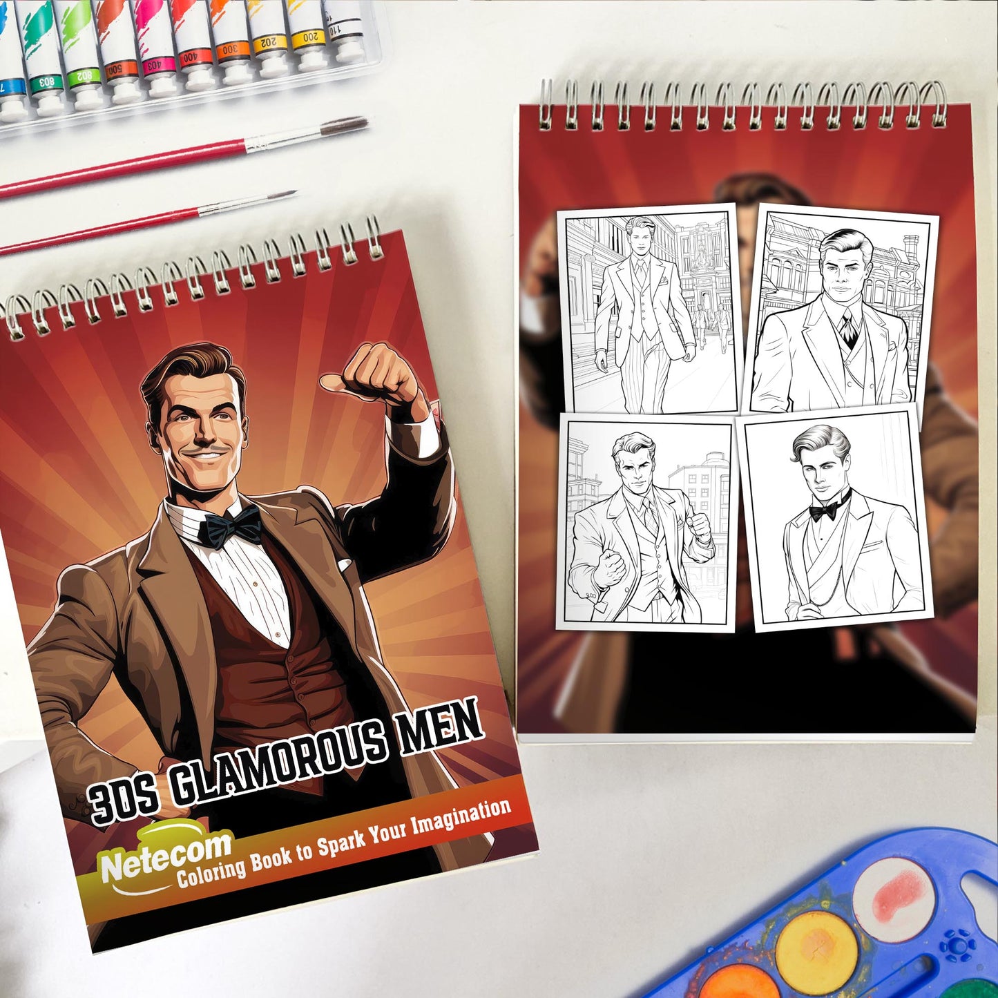 30s Glamorous Men Spiral Bound Coloring Book, Experience the Allure of 1930s Glamour with 30 Glamorous Men Coloring Pages for a Stylish and Artistic Coloring Journey