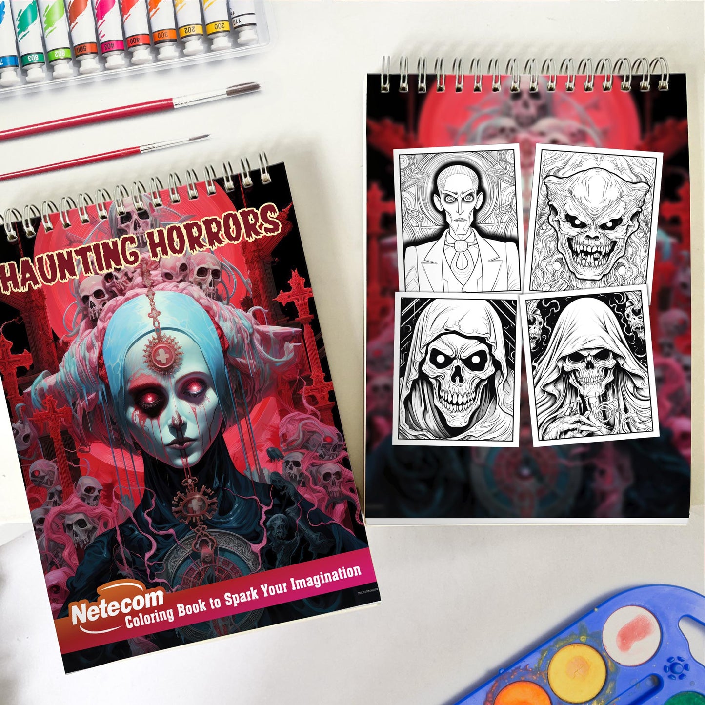 Haunting Horrors Spiral Bound Coloring Book, Confront Your Deepest Fears with Sinister Scenes in this Haunting Horrors Coloring Adventure