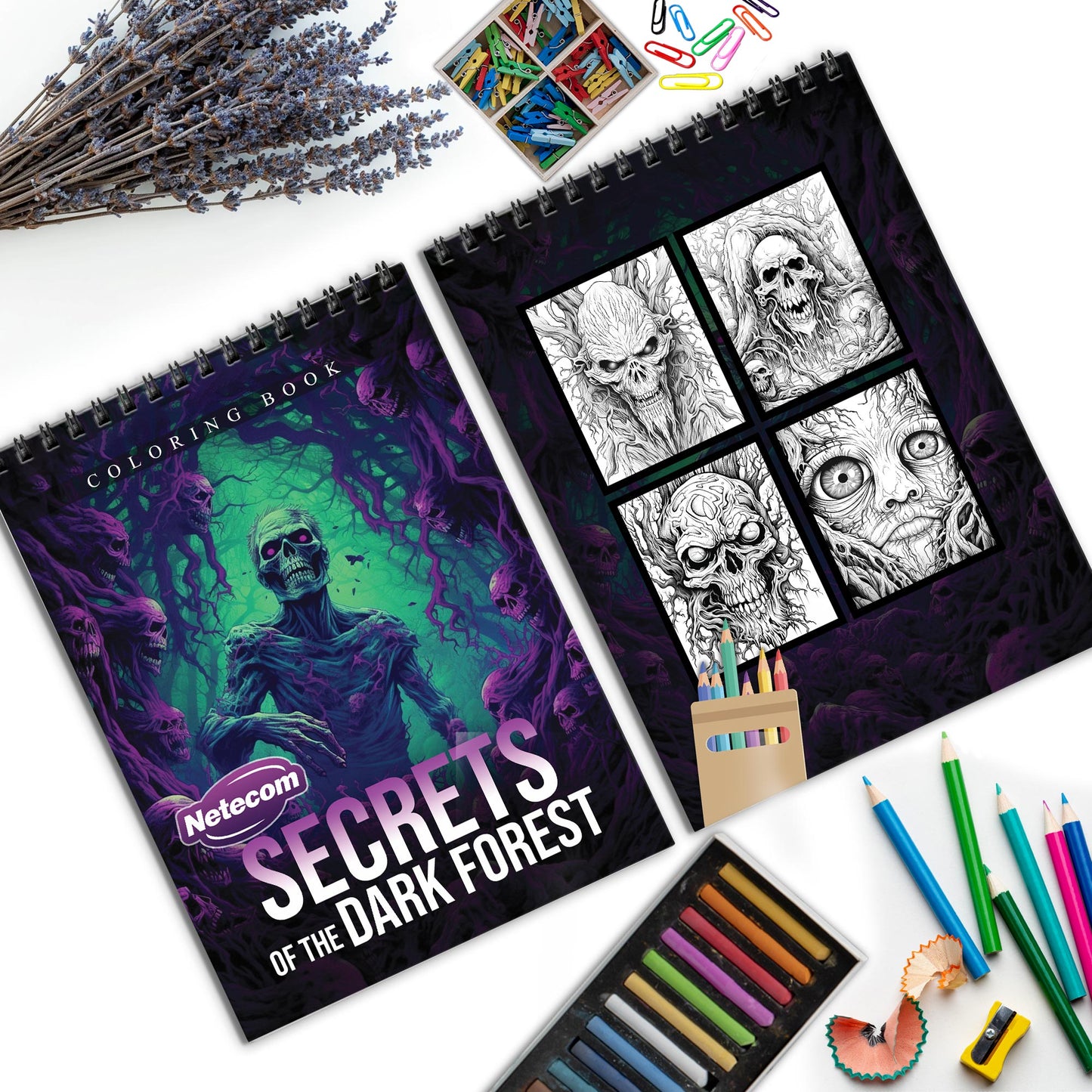 Secrets of the Dark Forest Spiral Bound Coloring Book, Mystical and Shadowy Forest Scenes for an Enigmatic Artistic Adventure, Perfect for Fans of Fantasy