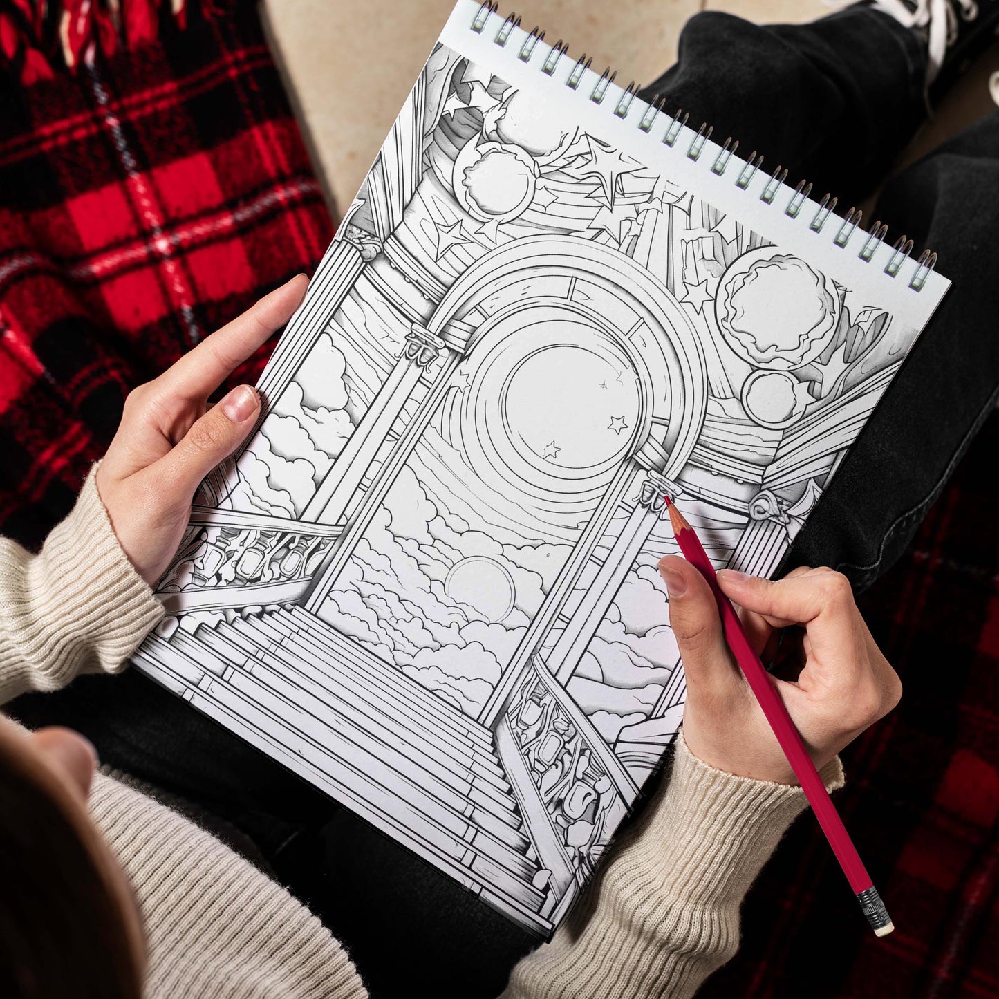 The Door to Wonderland Spiral Bound Coloring Book, Embark on a Journey with 30 Intricate Coloring Pages of Mystical Portals for Dreamers of All Ages to Unleash Inner Magic.