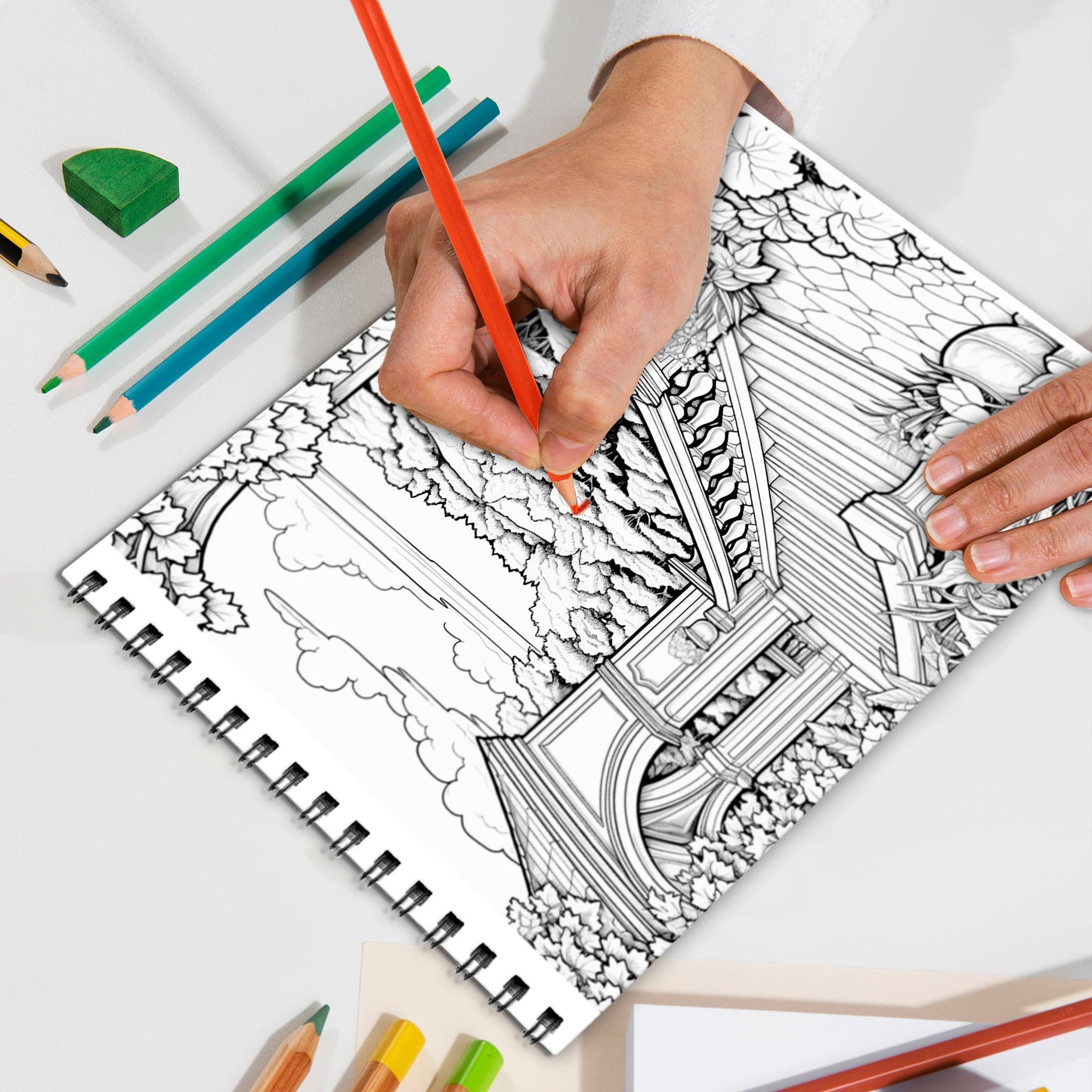 Glorious Gardens Spiral Bound Coloring Book, Lush Garden Scenes for a Relaxing and Beautiful Coloring Experience, Perfect for Nature Lovers and Gardeners