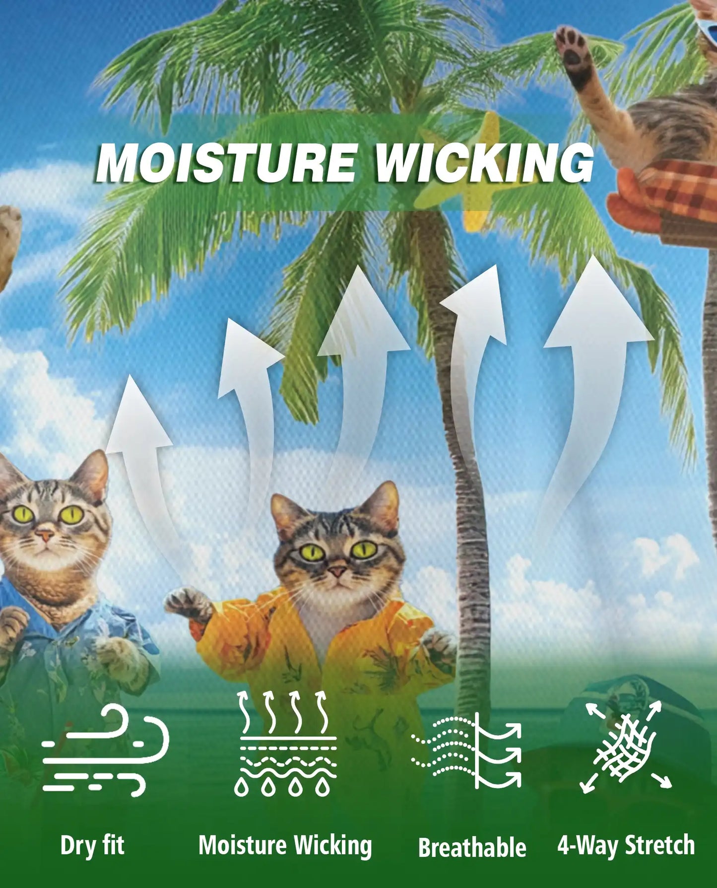 Funny Beach Cat Polo Shirt for Men-Tropical Cat Lover Shirt | Netecom